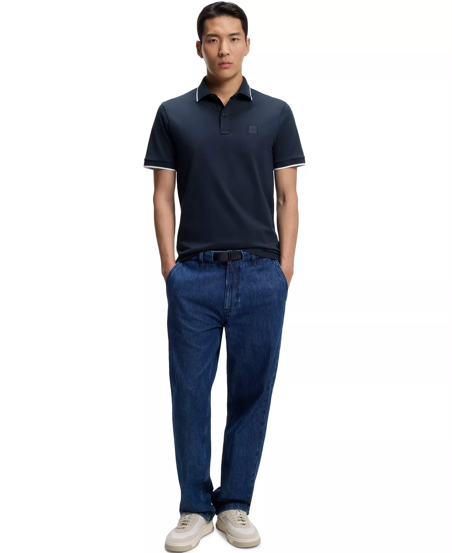 Men's Stretch-Cotton Piqué Slim-Fit Polo Shirt - Open Blue - 2XL