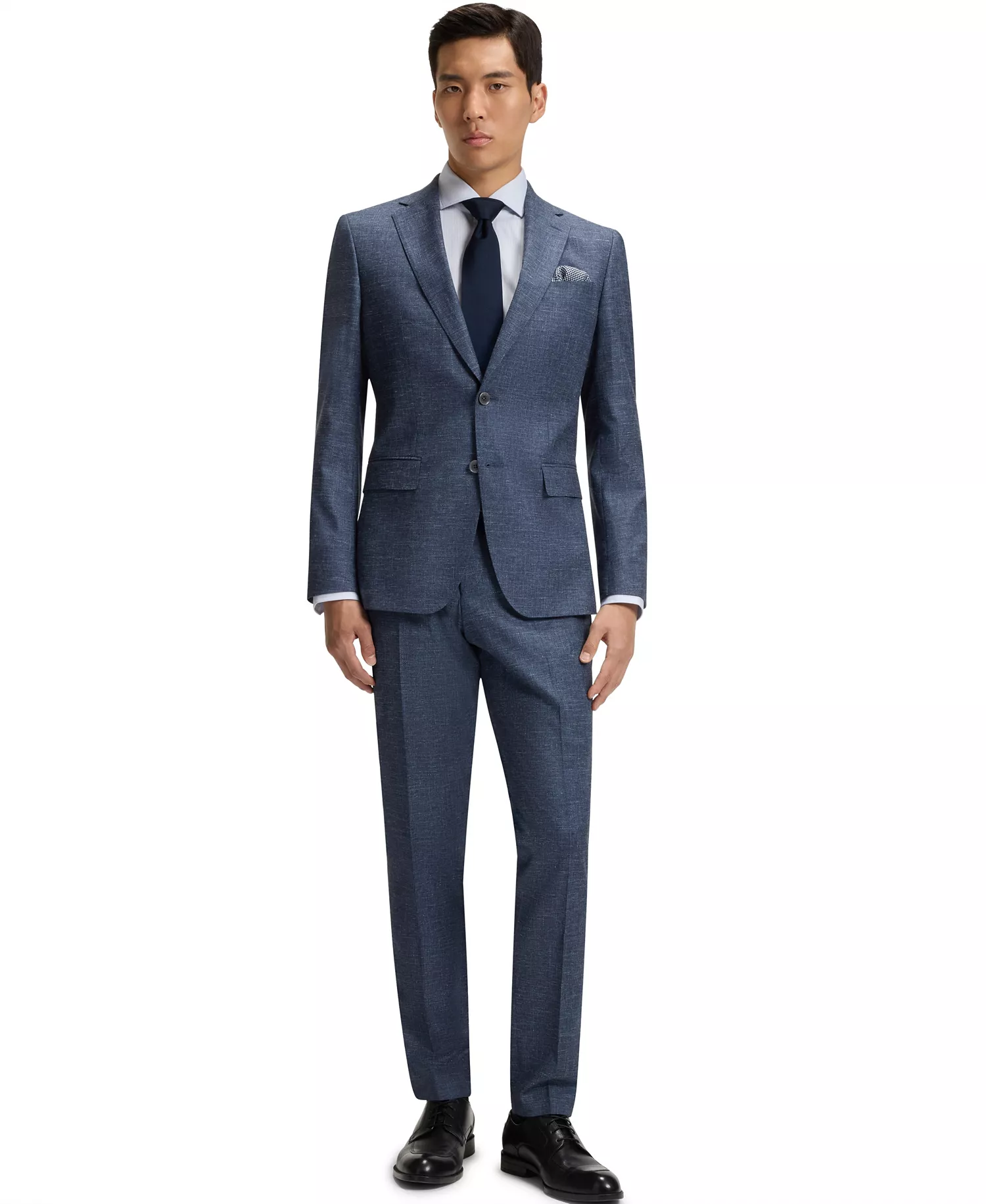 Men's Patterned Stretch Slim-Fit Blazer - Dark Blue - 36R