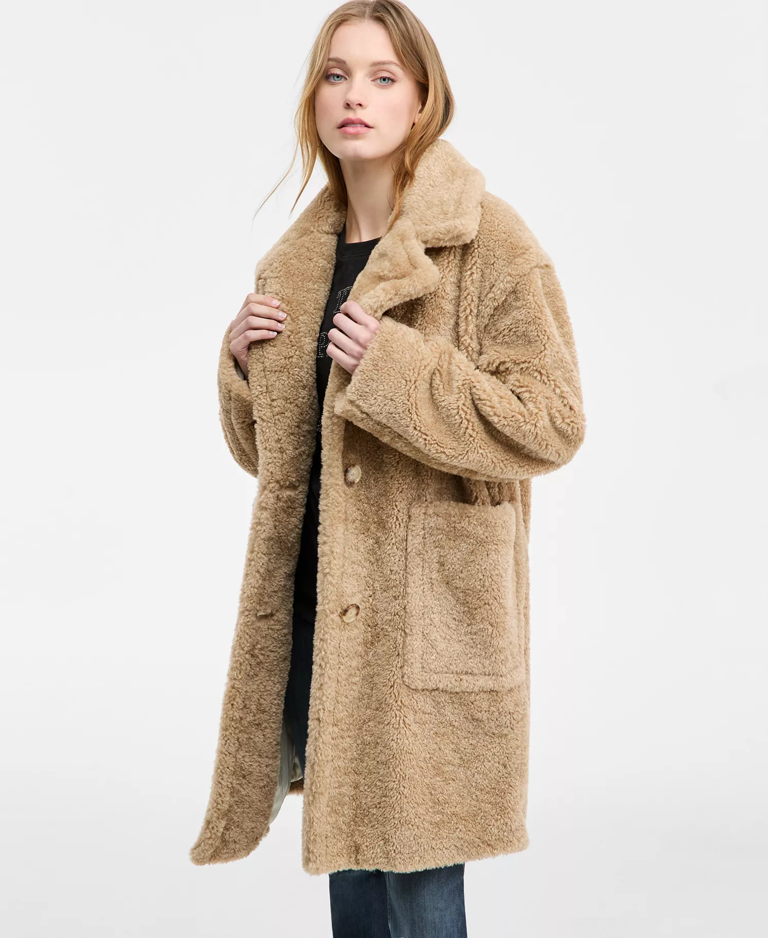 Women's Oversized Teddy Faux-Fur Coat - Rustcopper - 14