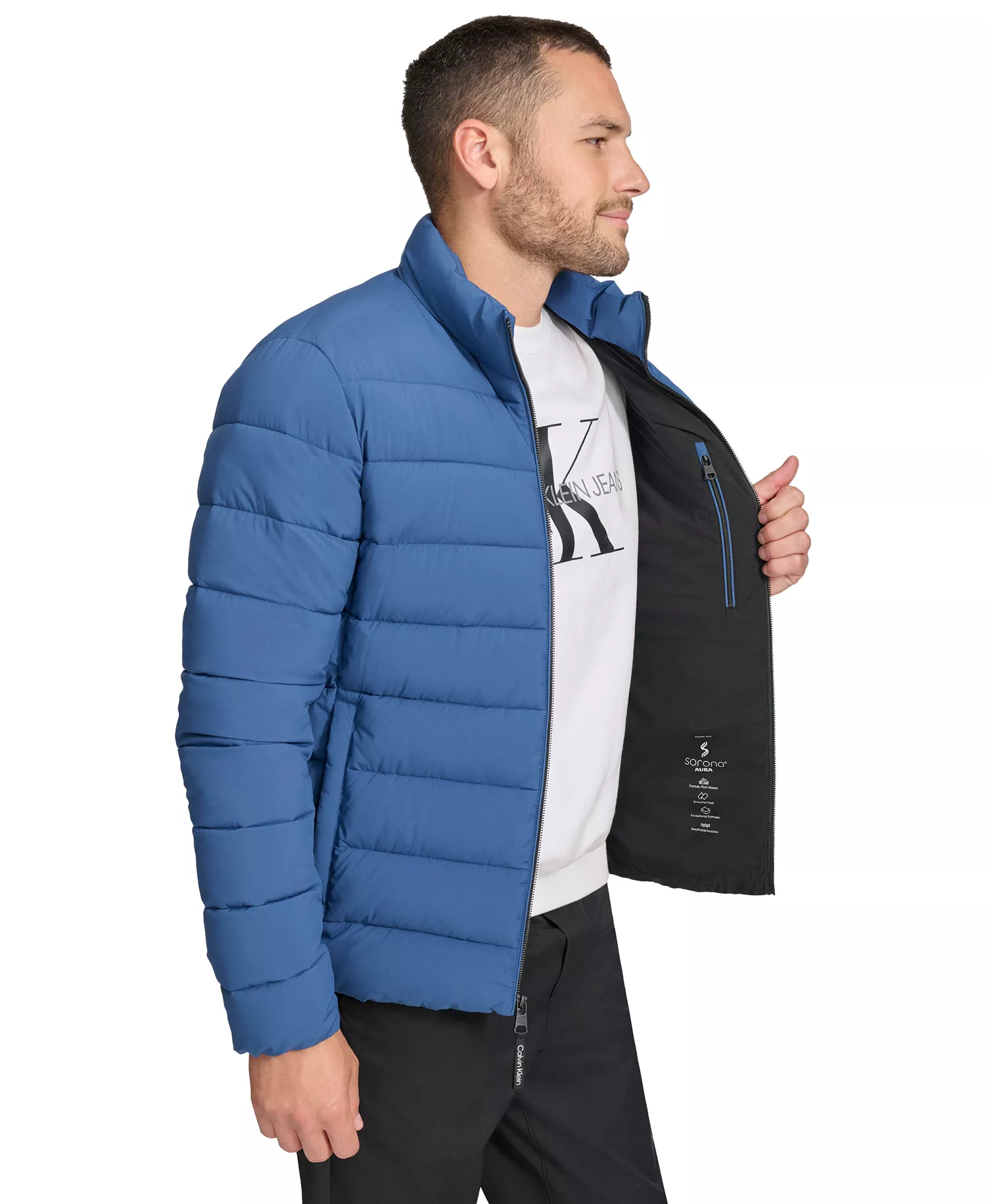 Men's Quilted Infinite Stretch Water-Resistant Puffer Jacket - Blue - 2XL