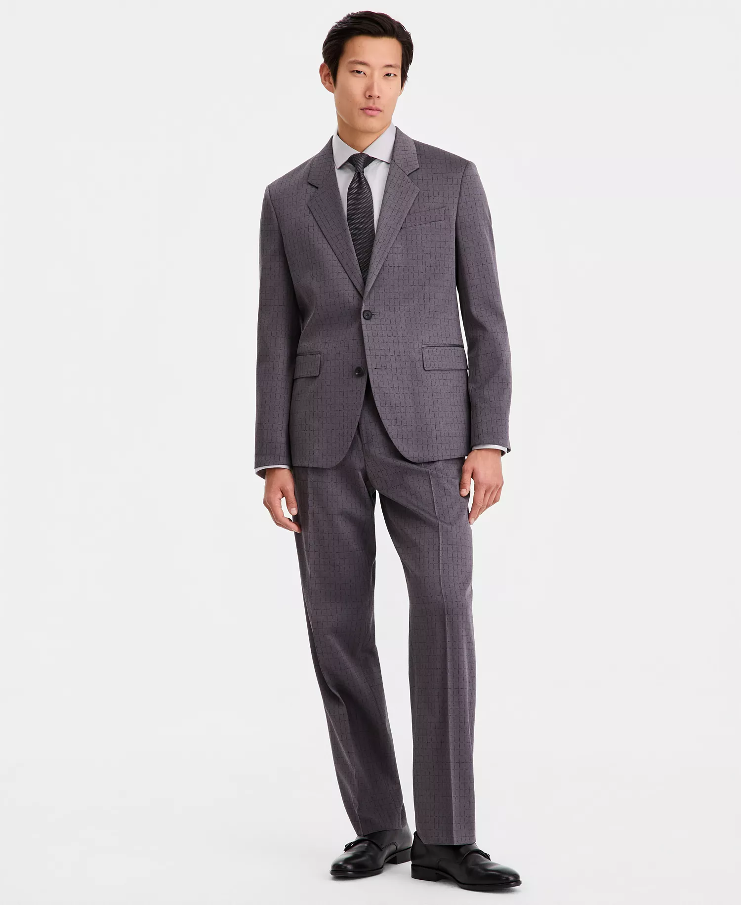 Men's Modern-Fit Wool-Blend Suit Separates - DK GY - 40R