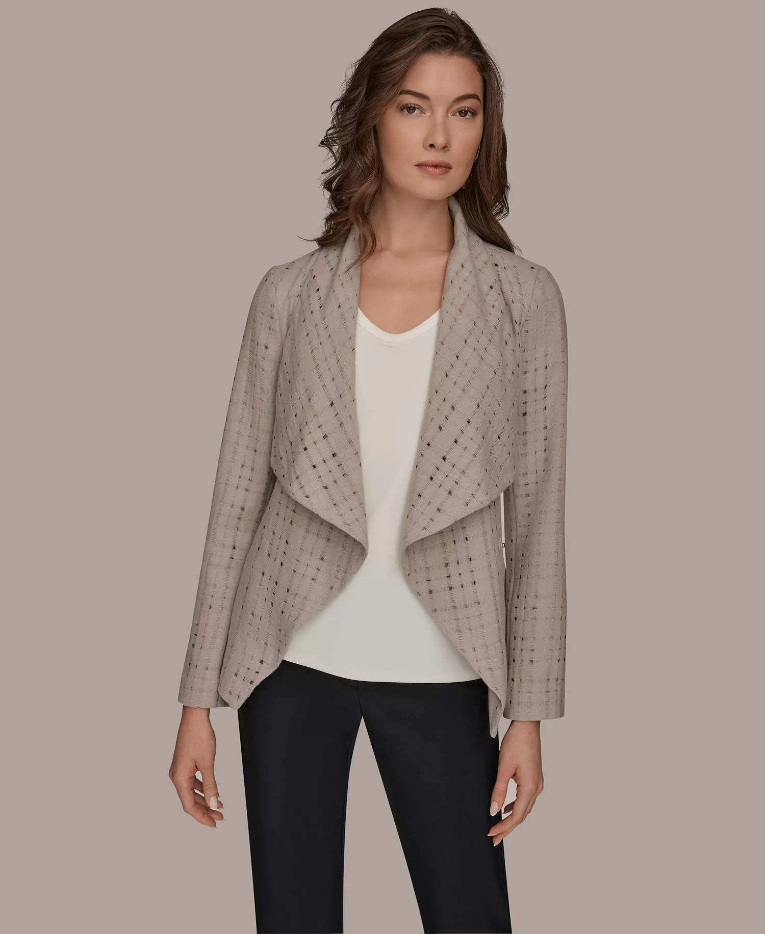 Women's Shawl Collar Wrap Jacket with Belt - Vapor - L