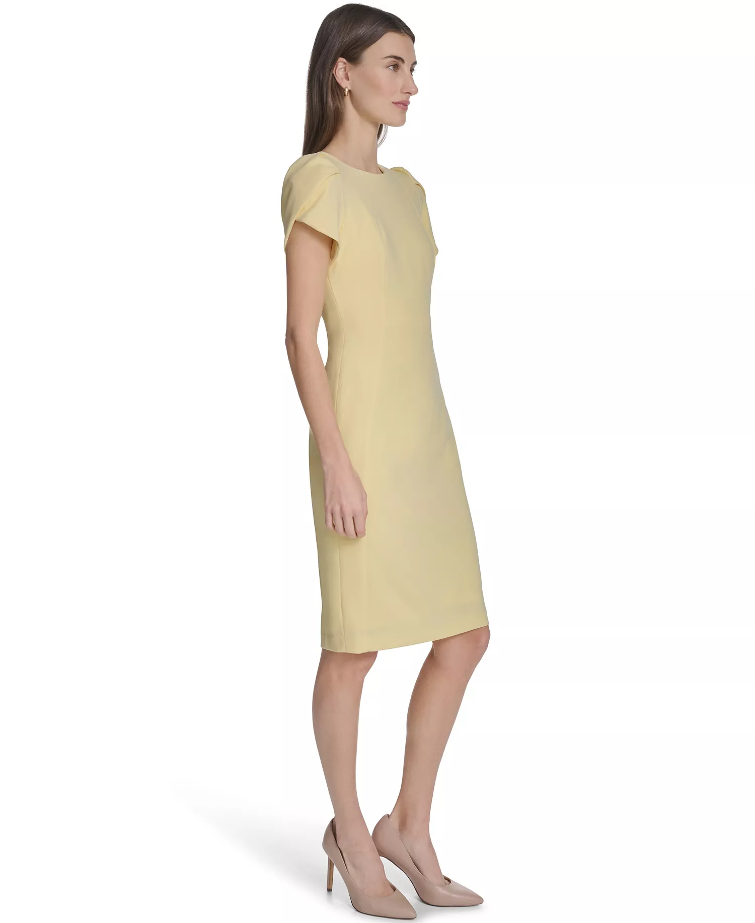 Women's Tulip-Sleeve Sheath Dress - Lemon Ice - 10