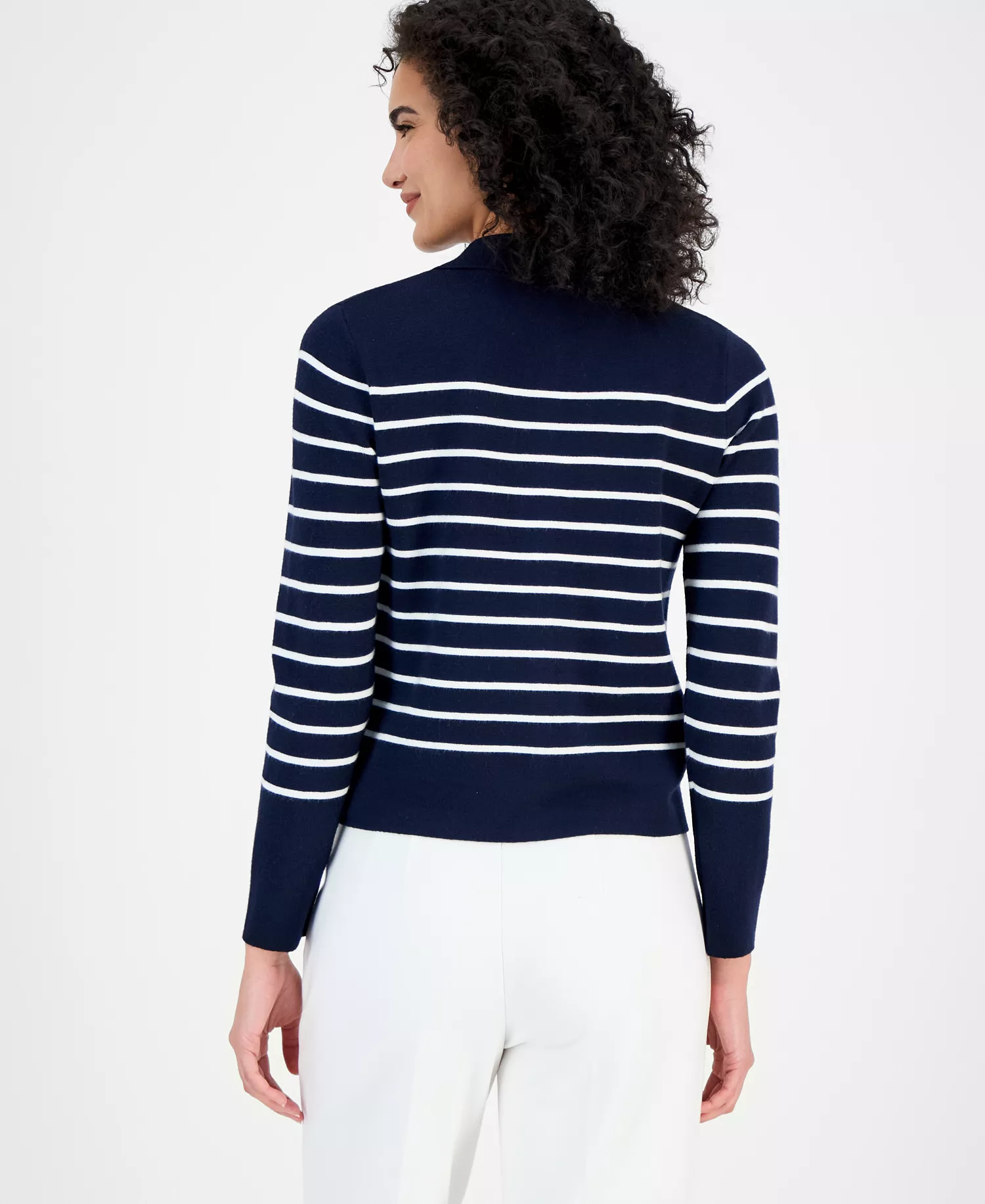 Women's Full-Zip Milano Jacket - Navy / White - L