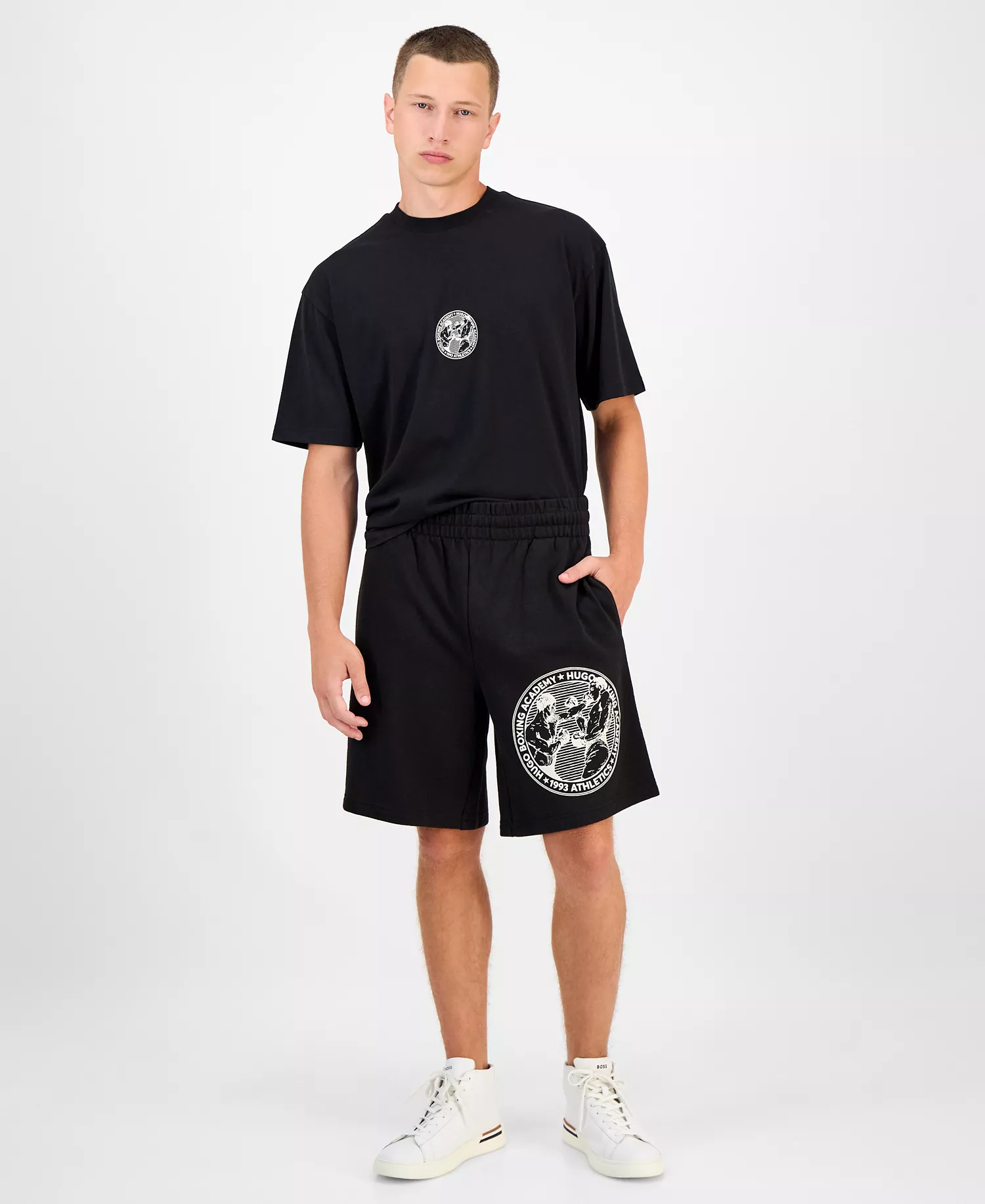 Hugo Boss Men's Dubox Relaxed Fit Graphic 9" Shorts - Black - 2XL