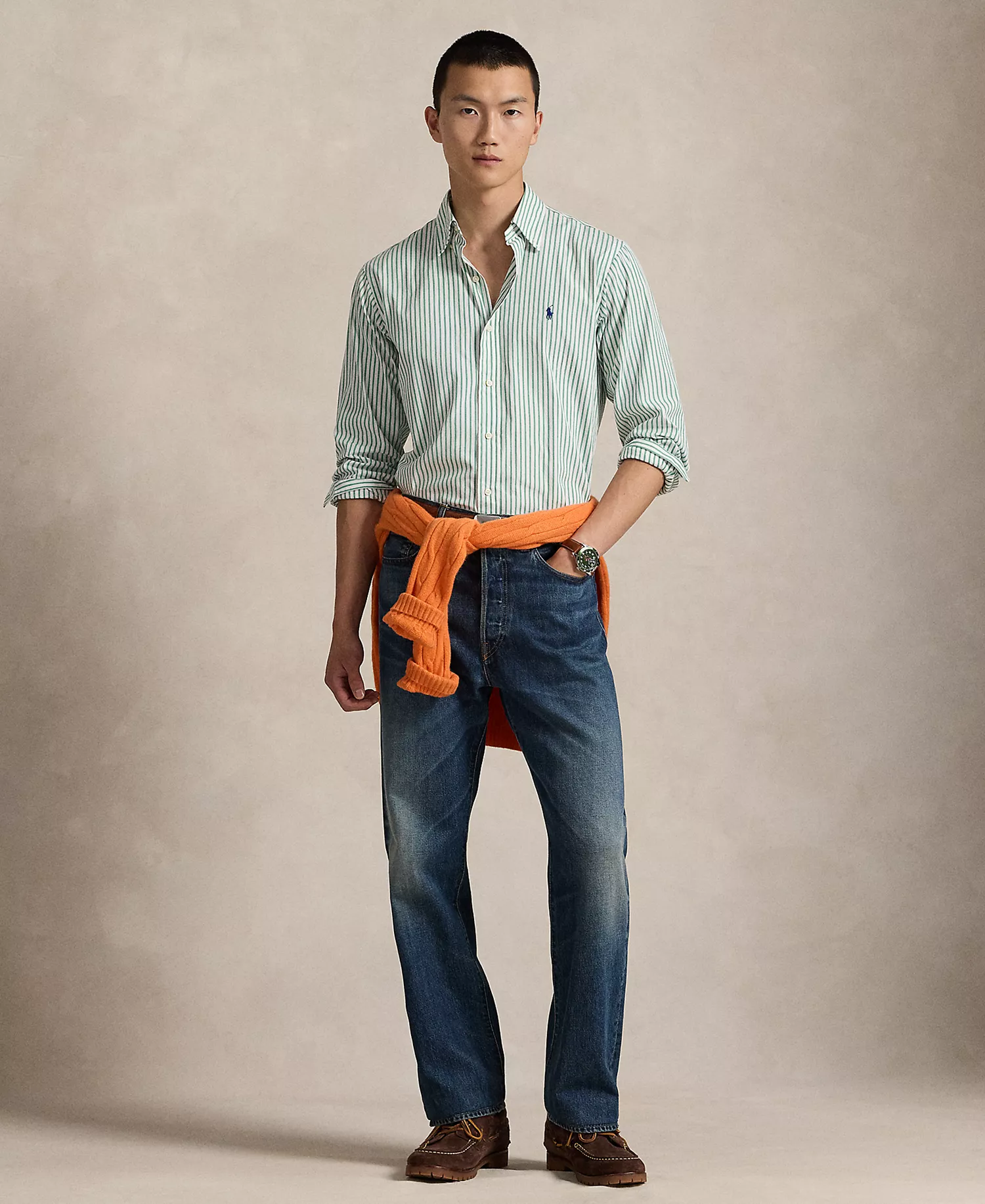 Men's Classic-Fit Striped Poplin Shirt - 7064B White Seafoam - 2XL