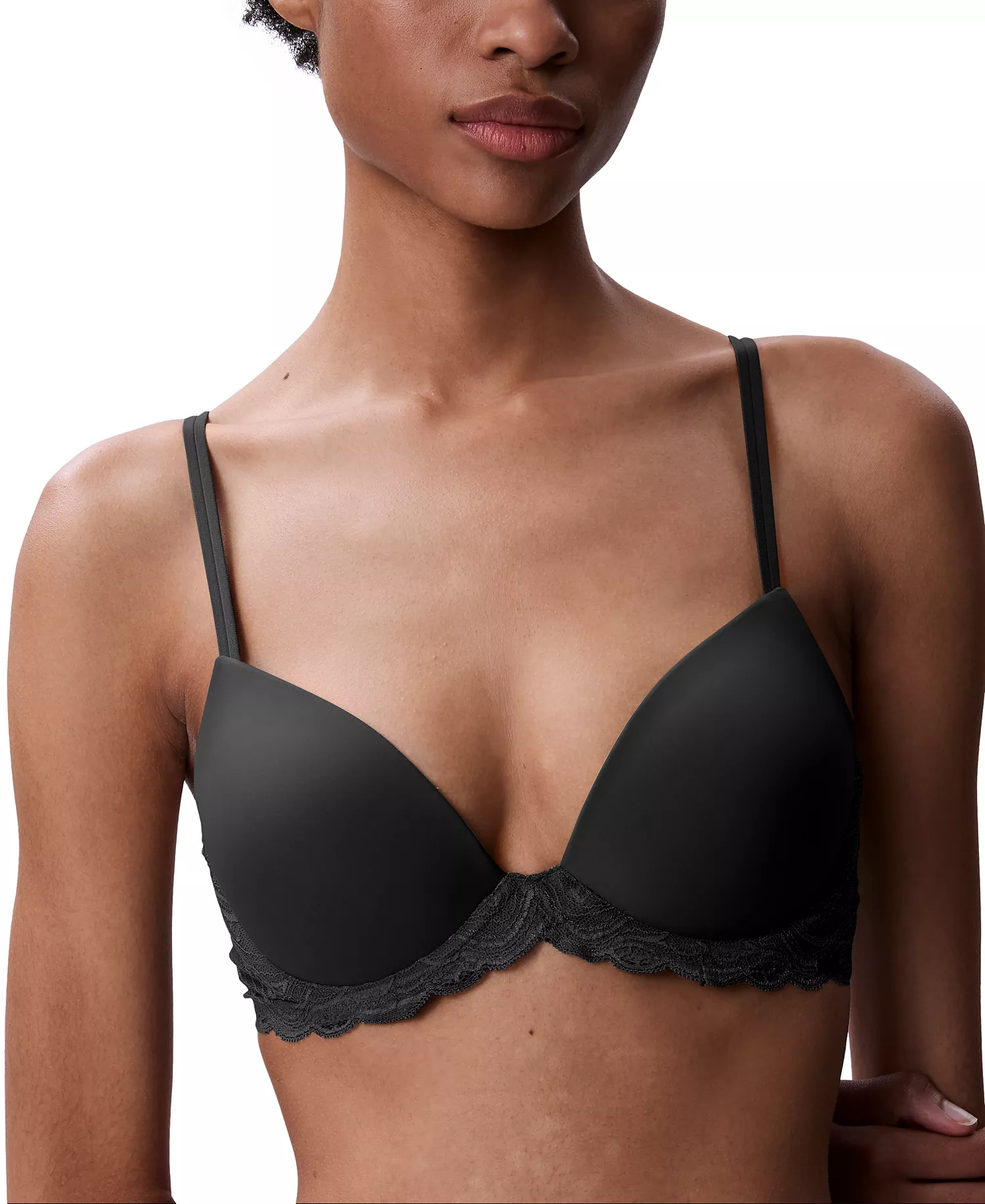 Women's Sensual Stretch Lace Lift Demi Bra QF8122 - Black - 32 - A