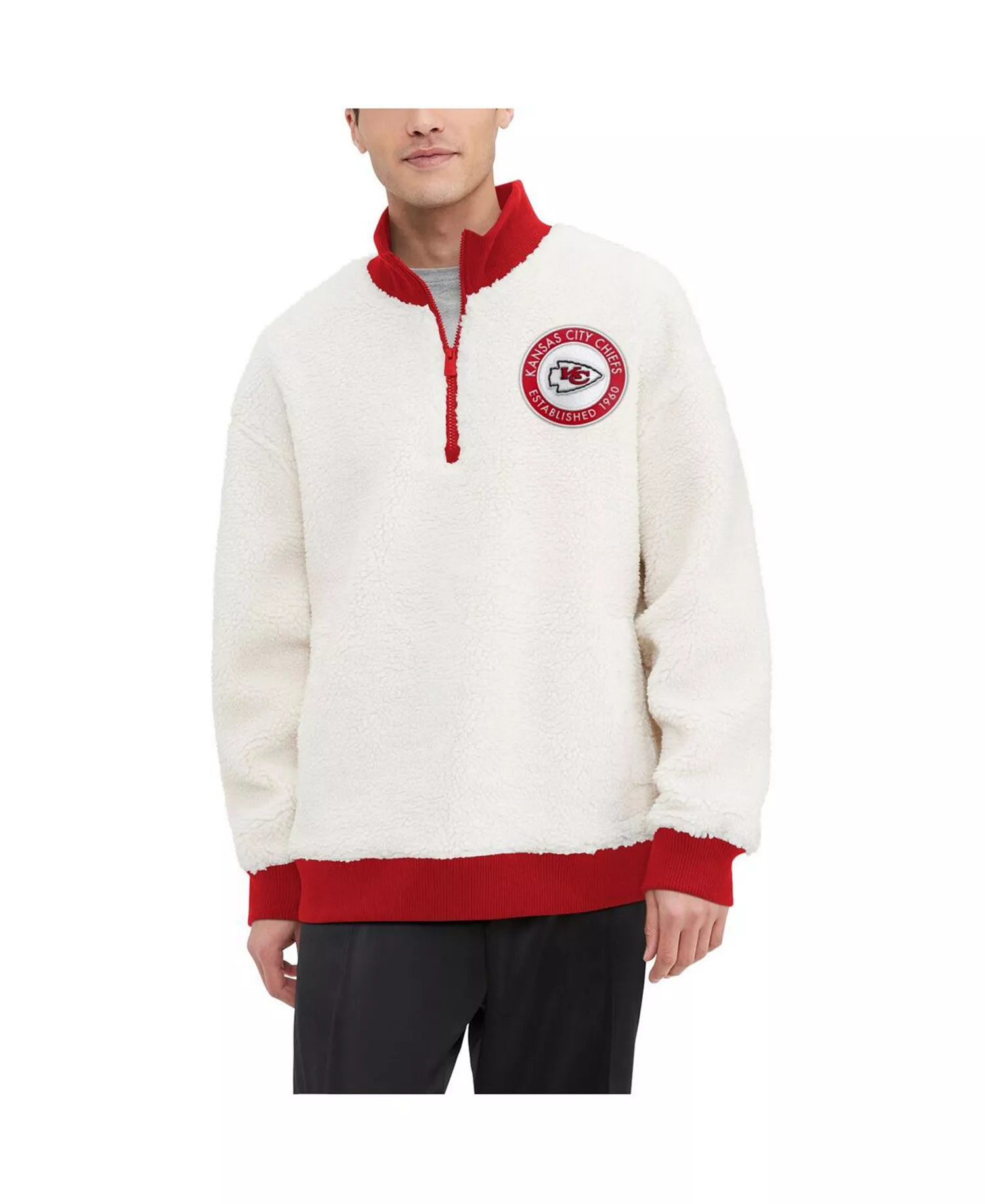Men's Cream Kansas City Chiefs Jordan Sherpa Quarter-Zip Sweatshirt - Cream - 2XL