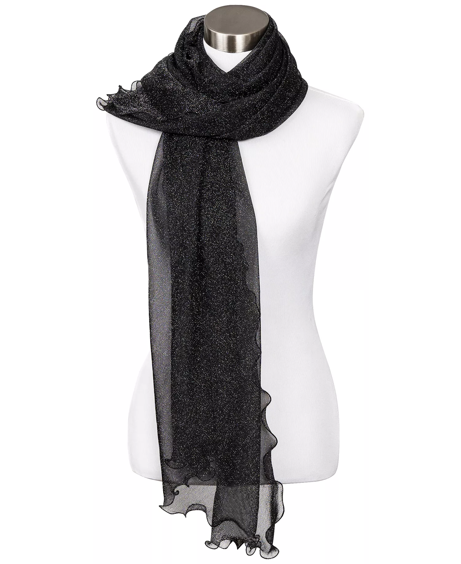 Ruffle-Edge Metallic Evening Wrap, Created for Macy's - Black - ONE SIZE