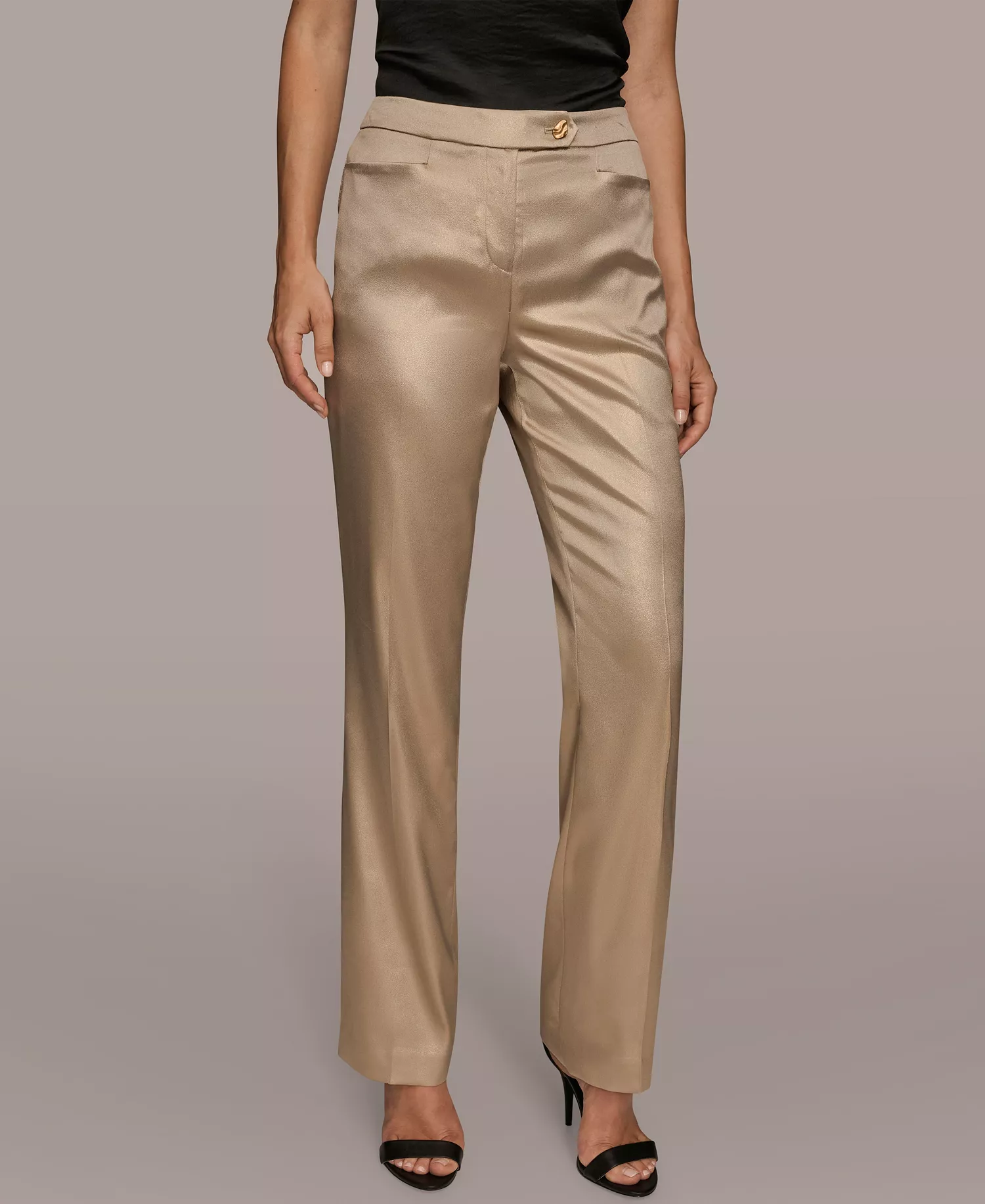 Women's Novelty Straight-Leg Mid-Rise Pants - Fawn/Gold - 10