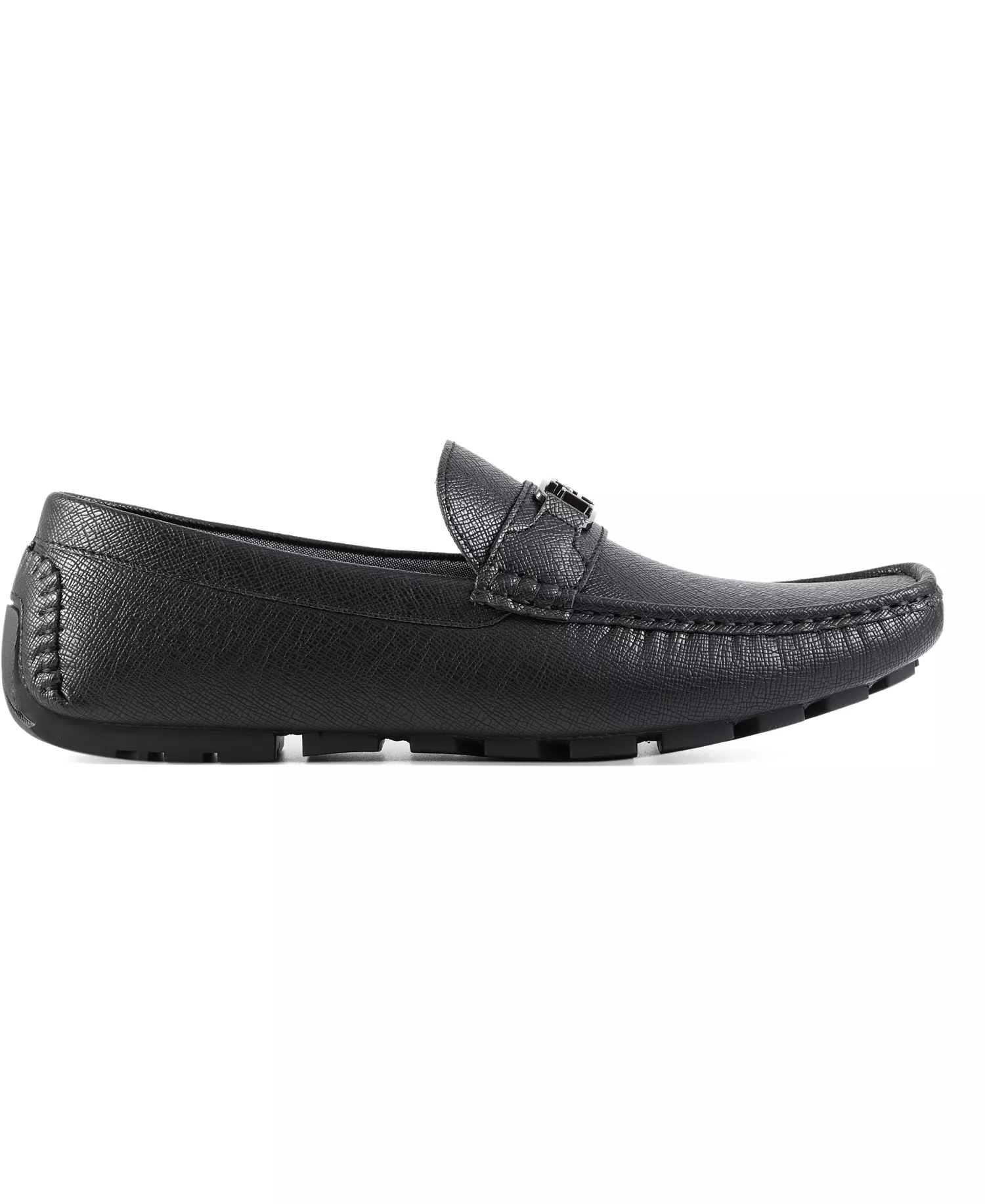 Men's Attle Moc Toe Driving Loafers - Black saffiano texture - 10.5M