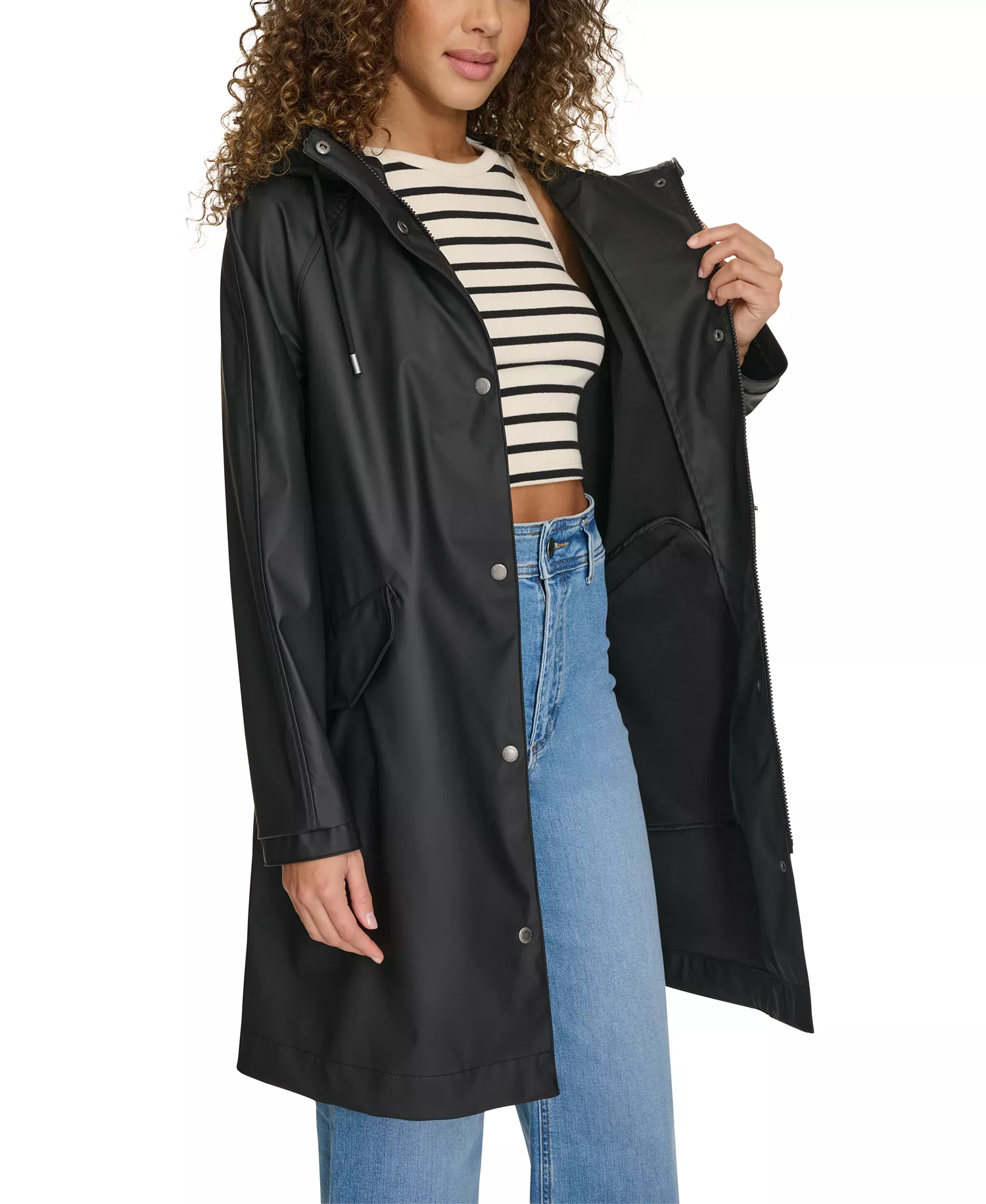 Women's Raglan Sleeve Rain Collar Jacket - Black - L