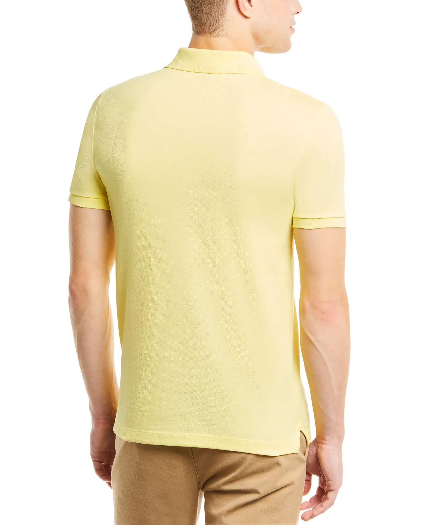 Men's Slim Fit Short Sleeve Ribbed Polo Shirt - 107 - Yellow - 2XL