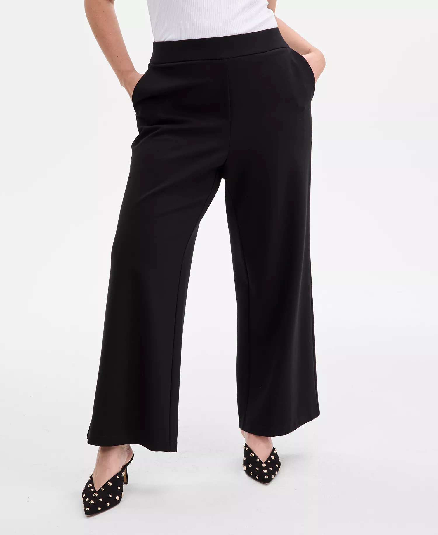 Plus Size High-Rise Pull-On Pants, Macy's Exclusive  - Deep Black - 0X