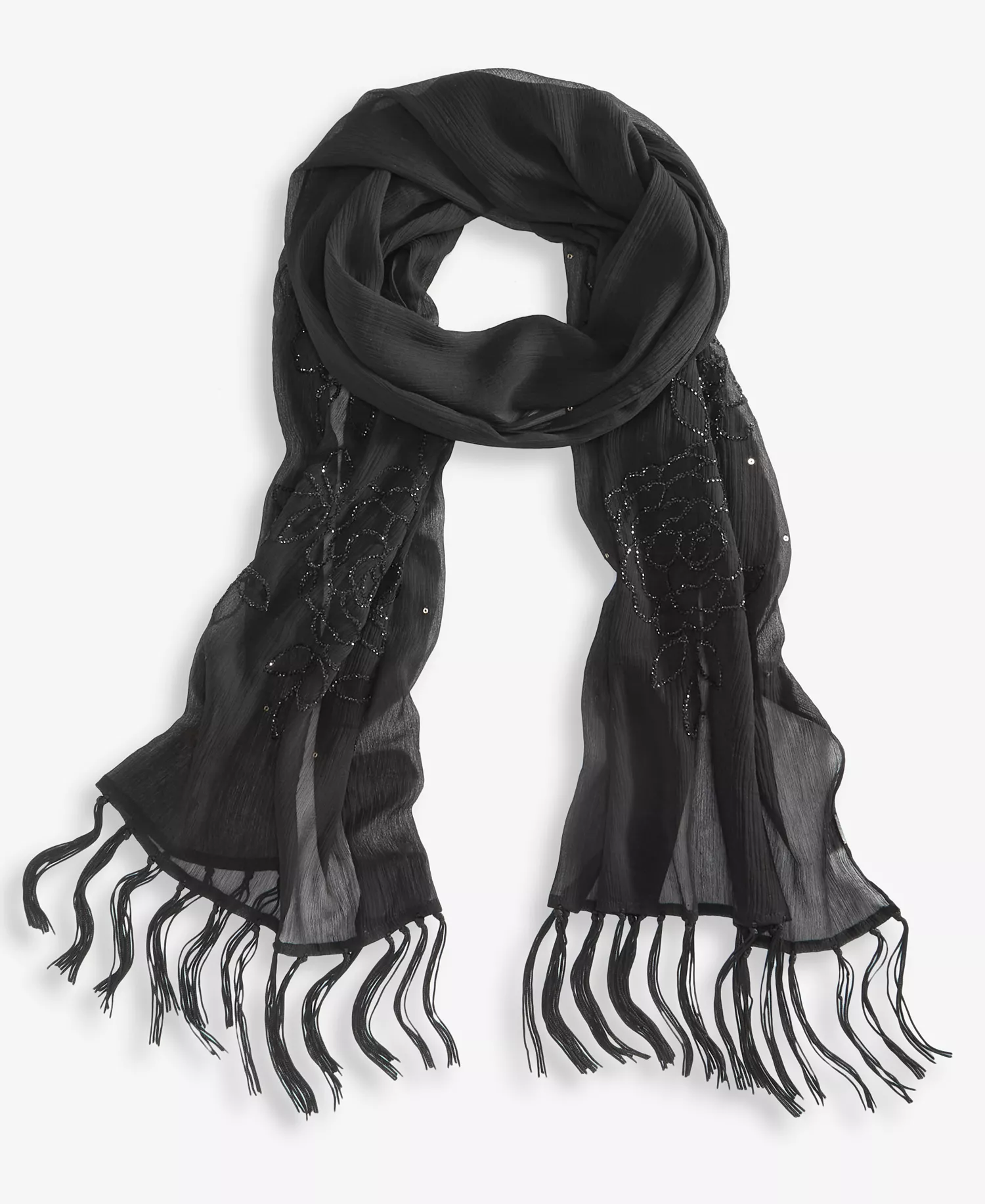 Beaded Fringe Evening Wrap, Macy's Exclusive - Black - ONE SIZE