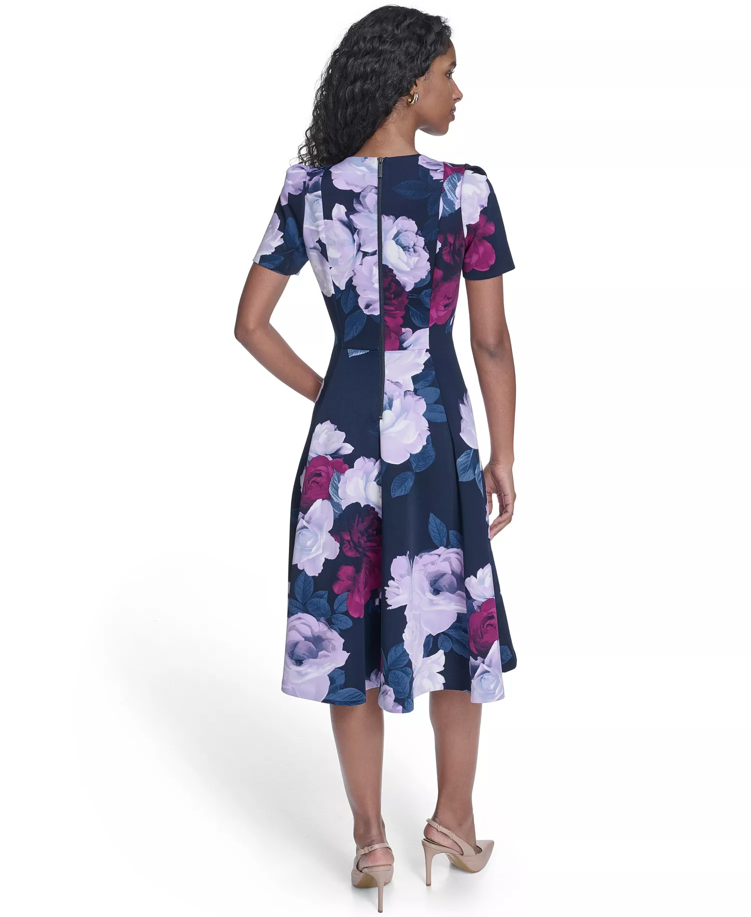 Women's Crewneck Midi Dress - Indigo/Regal Multi - 10