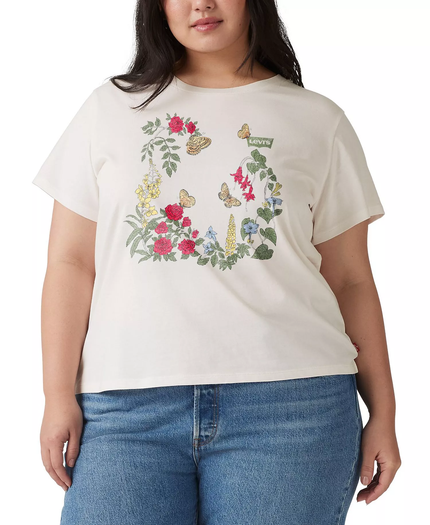 Plus Size Perfect Rose Garden Logo T-Shirt - Rose Garden Egret - 1X