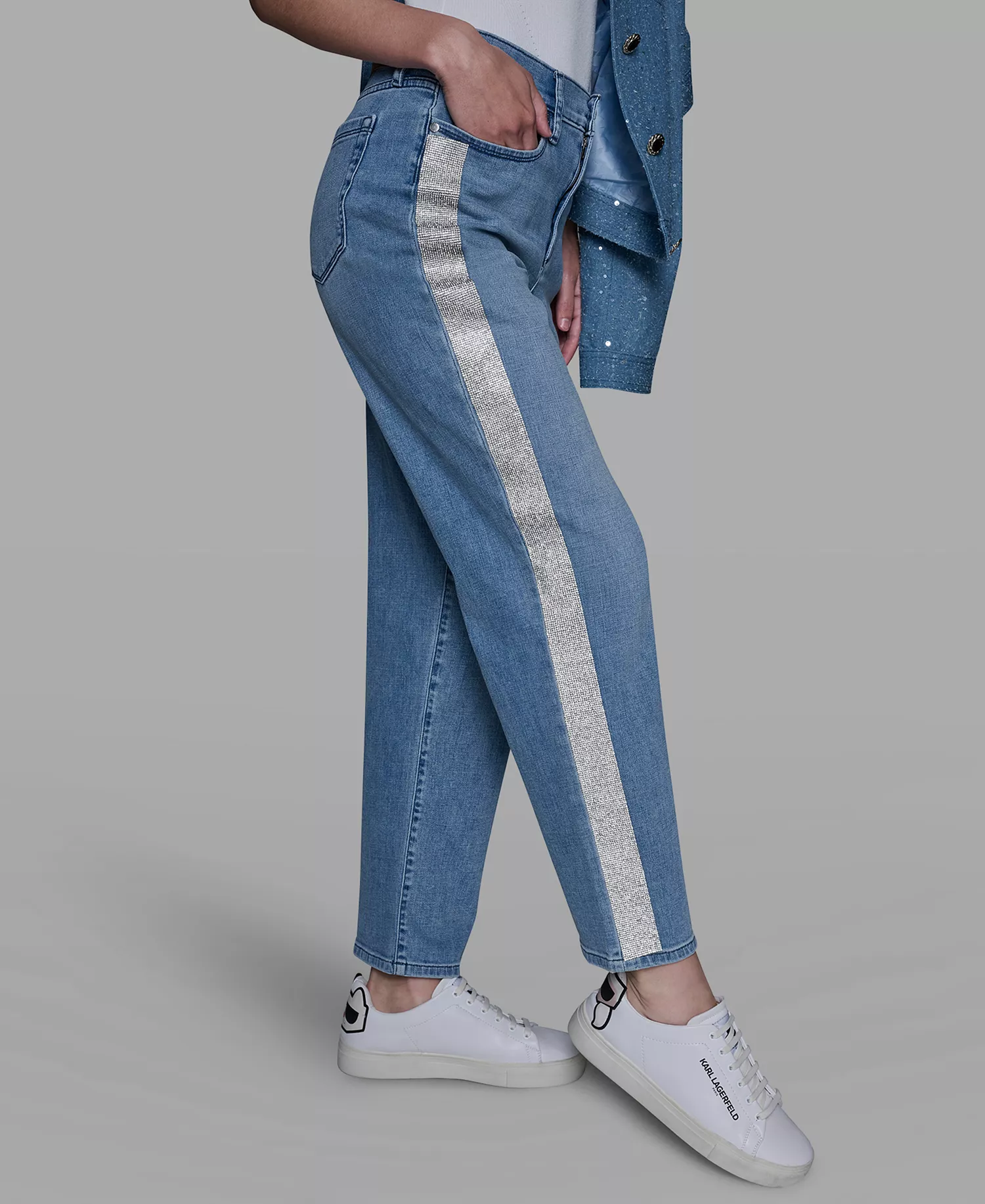 Petite Hotfix Detail Ankle Jeans - Brisk Blue - 10P