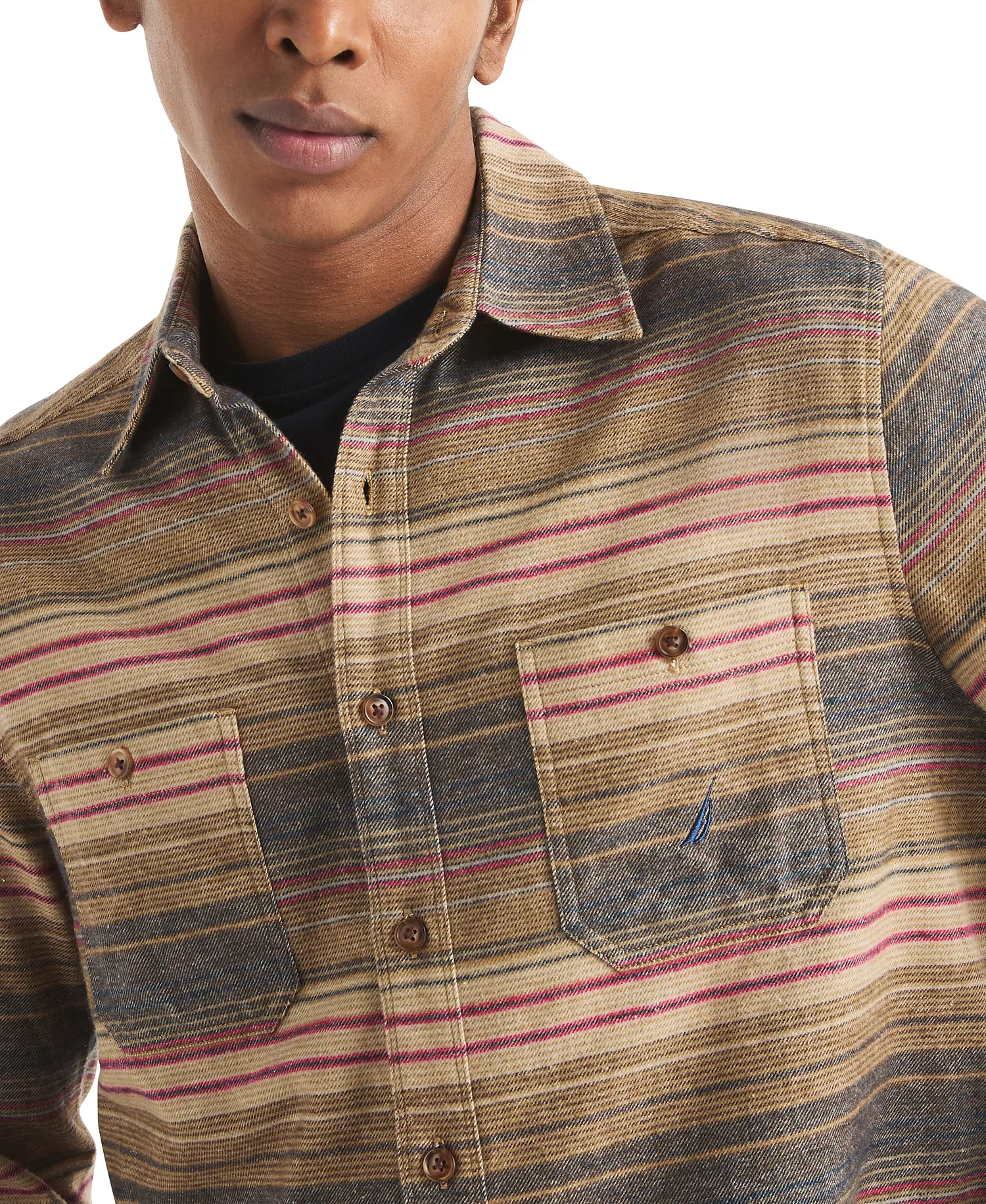 Men's Long Sleeve Striped Shirt - Sand Cove - 2XL
