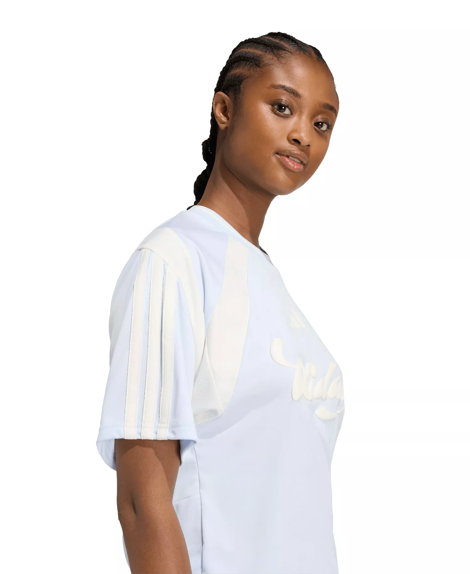 Women's Knitted Short-Sleeve T-Shirt - Black/Off White/White - L