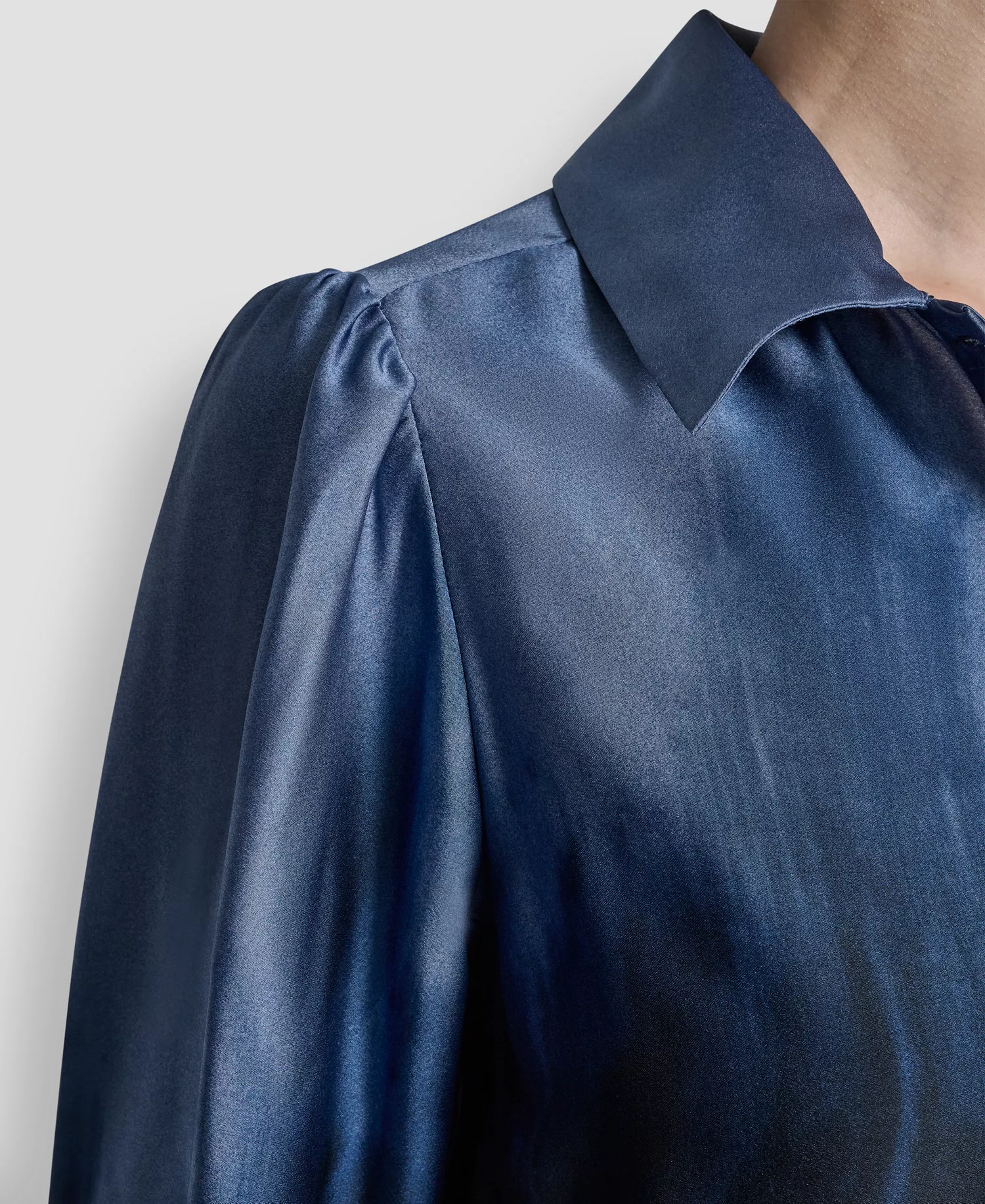 Women's Balloon-Sleeve Blouse - Hudson Blue/liberty Sky - L
