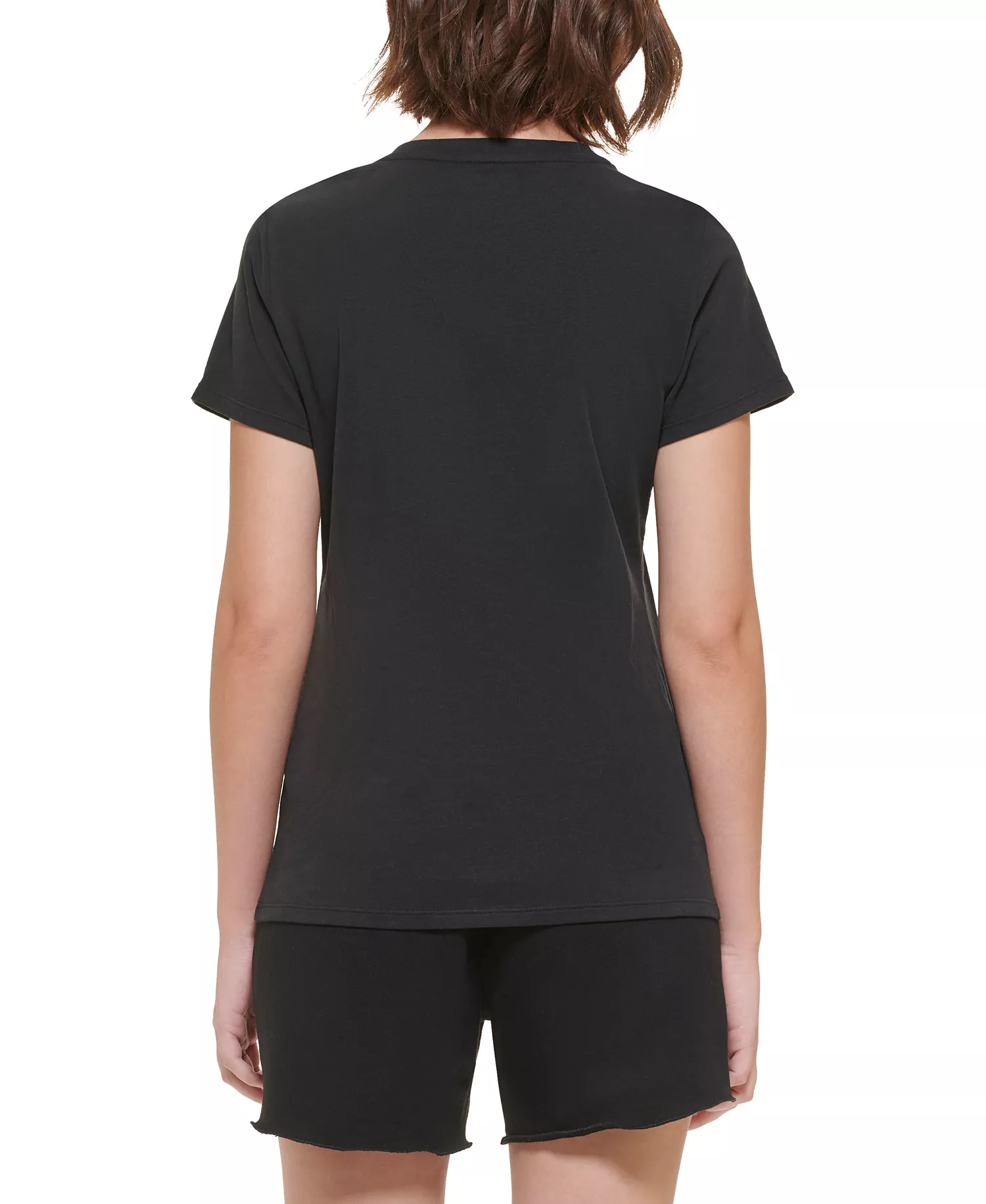 Women's Cotton Short-Sleeve Crewneck T-Shirt - Black - L