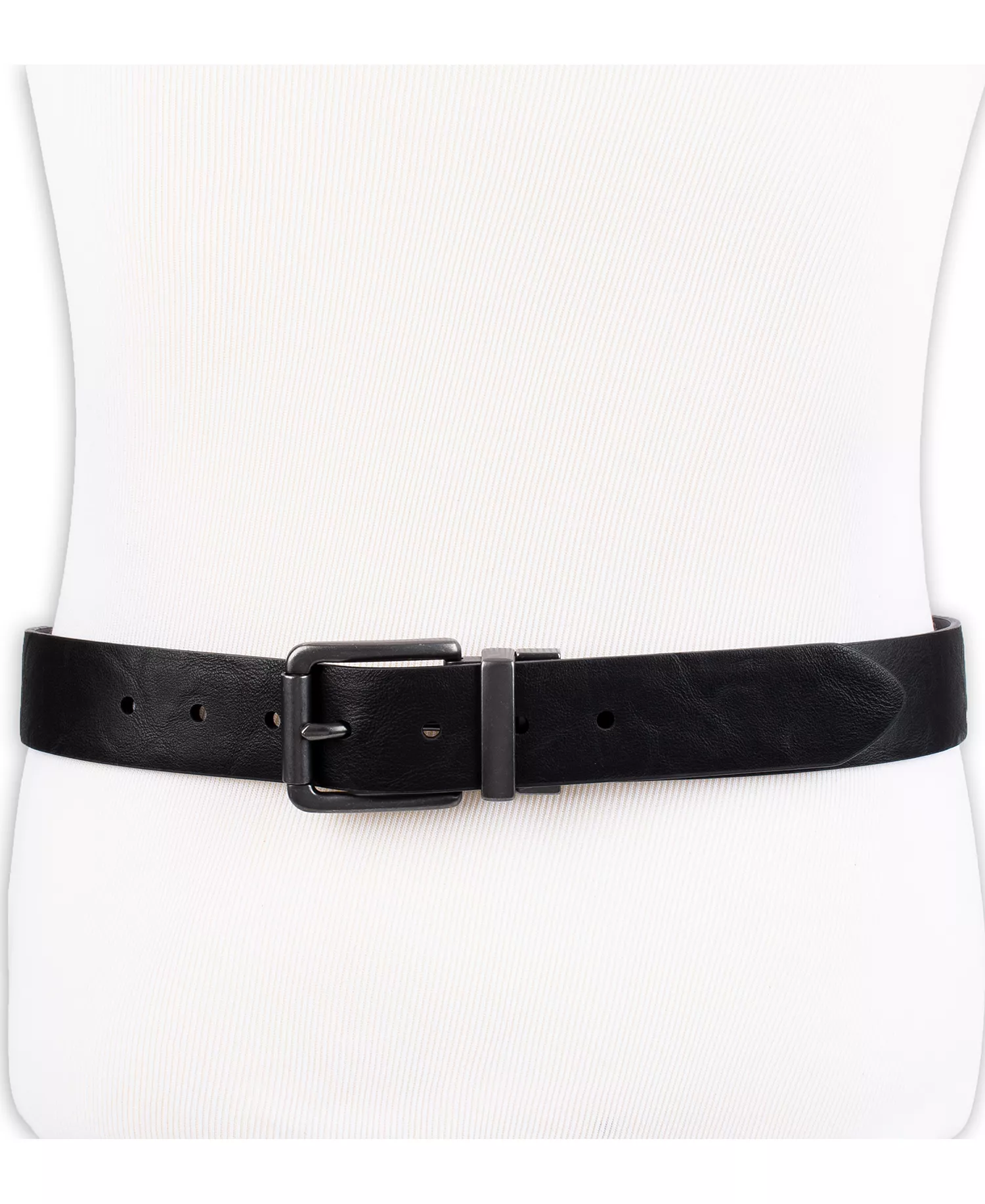 Men's Plaque Buckle Reversible Stretch Belt - Black/Brown - L (38-40)