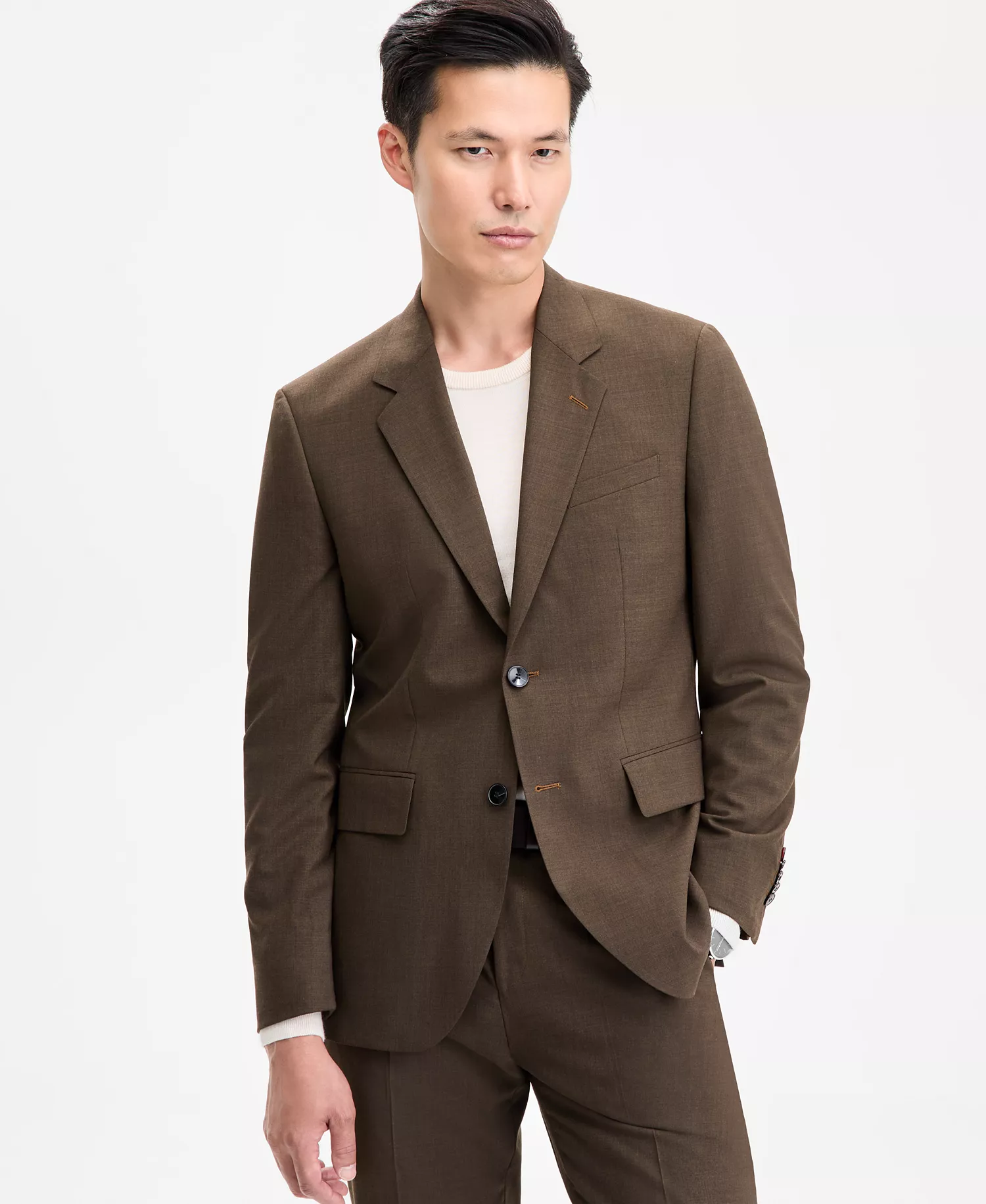 Men's Modern-Fit Solid Suit Jacket - Brown - 36R