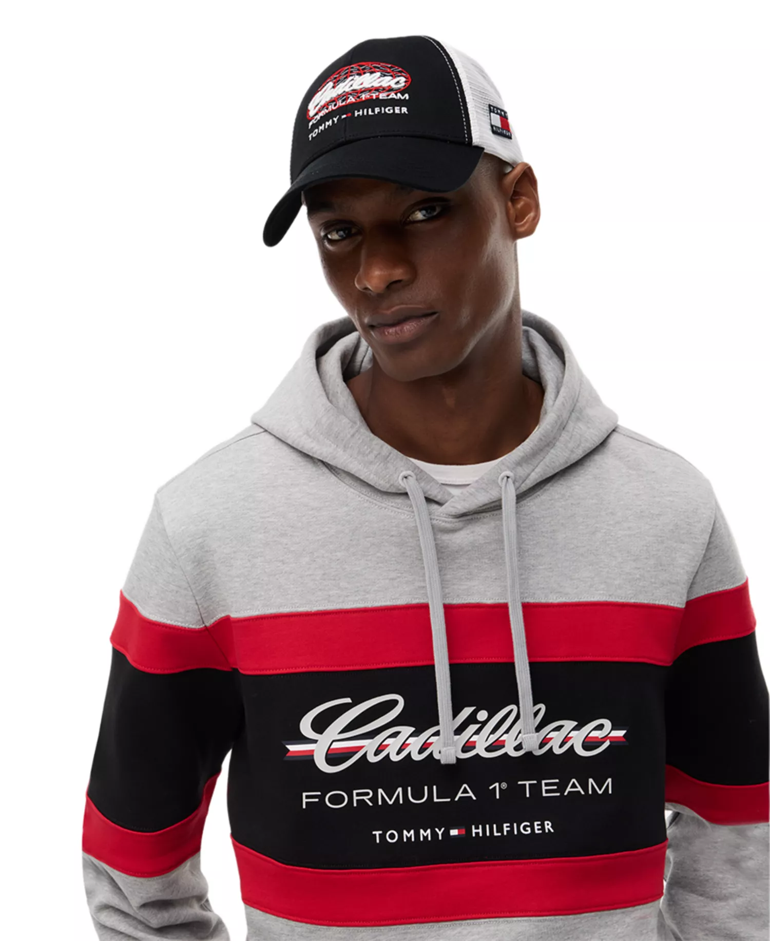 x Cadillac F1® Men's Script Trucker Cap - Black / Optic White - ONE SIZE