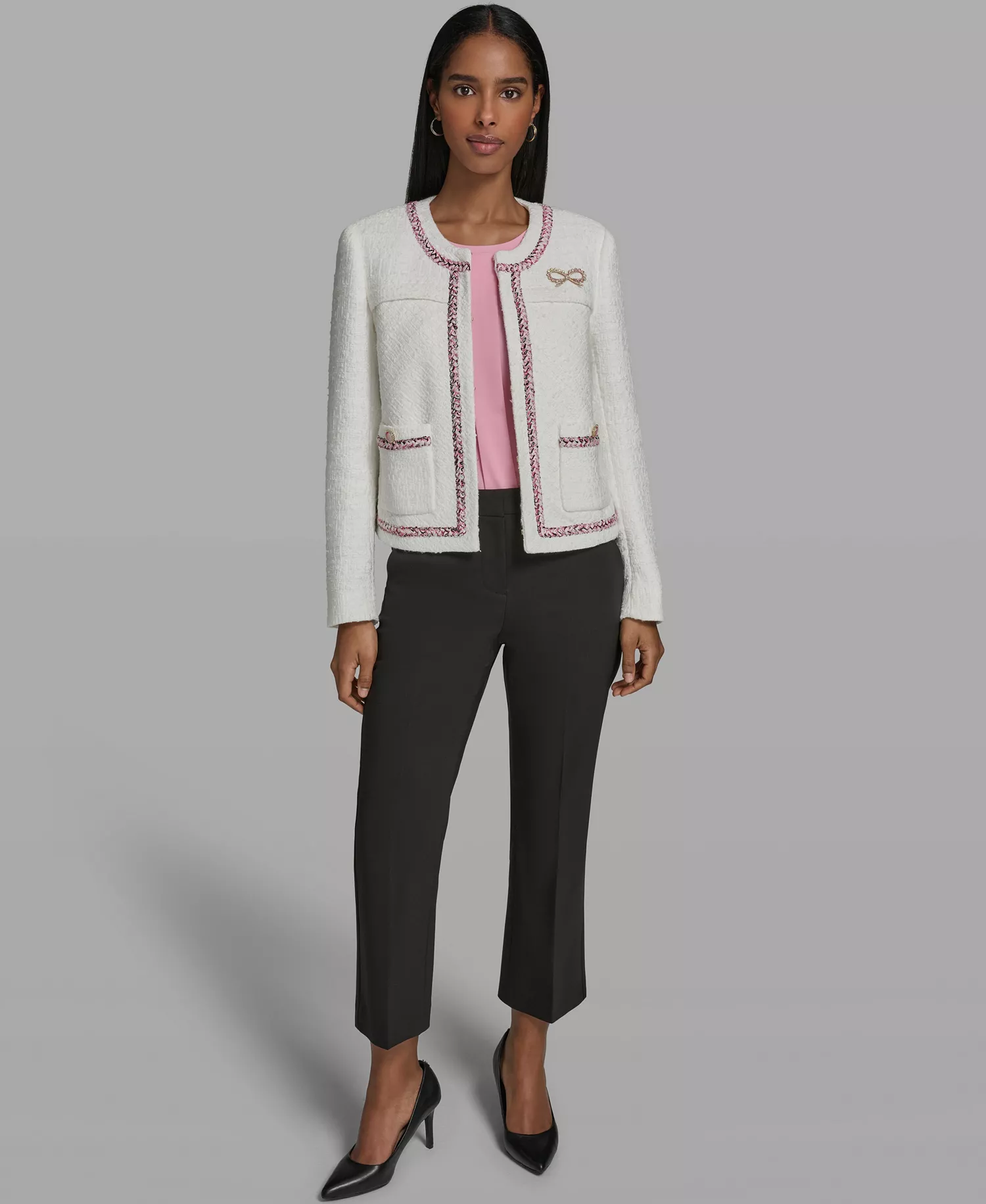 Women's Crewneck Cropped Woven Jacket - Soft White - 0