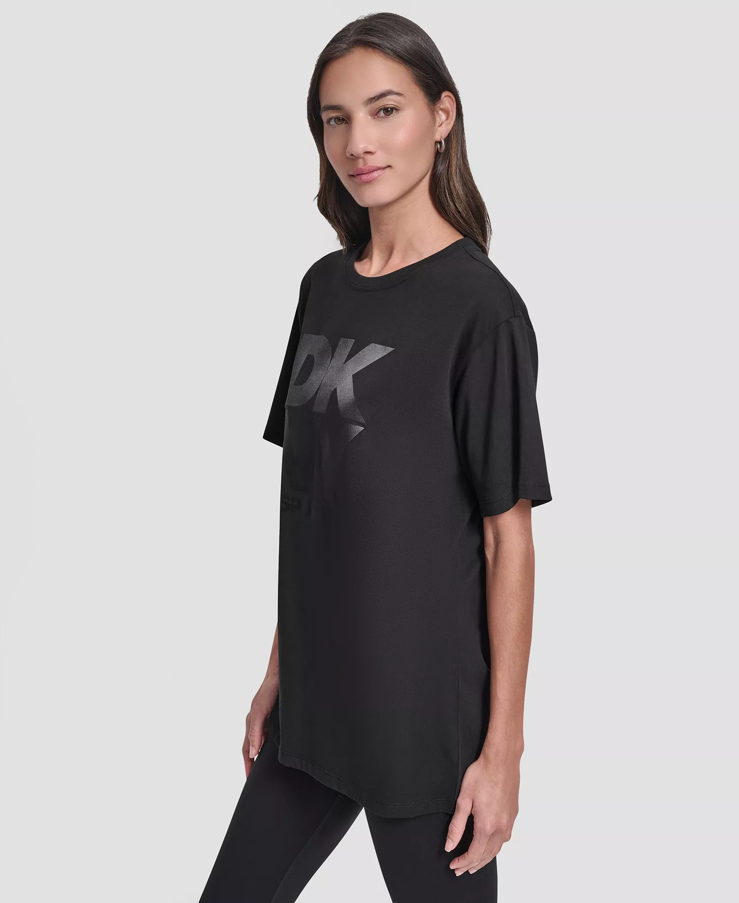 Women's Oversized Short Sleeve Tunic T-Shirt - Black - M