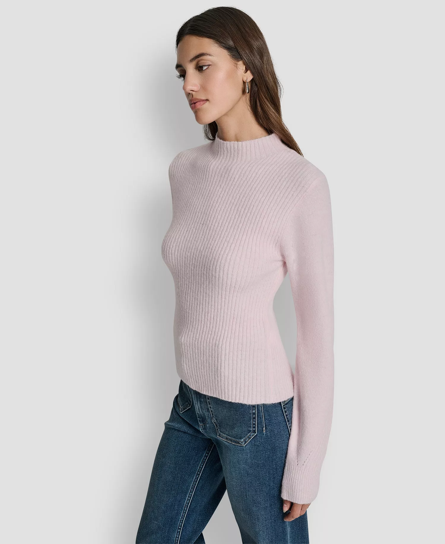 Women's Crewneck Blouson Sleeves Sweater - Pink Moon - L