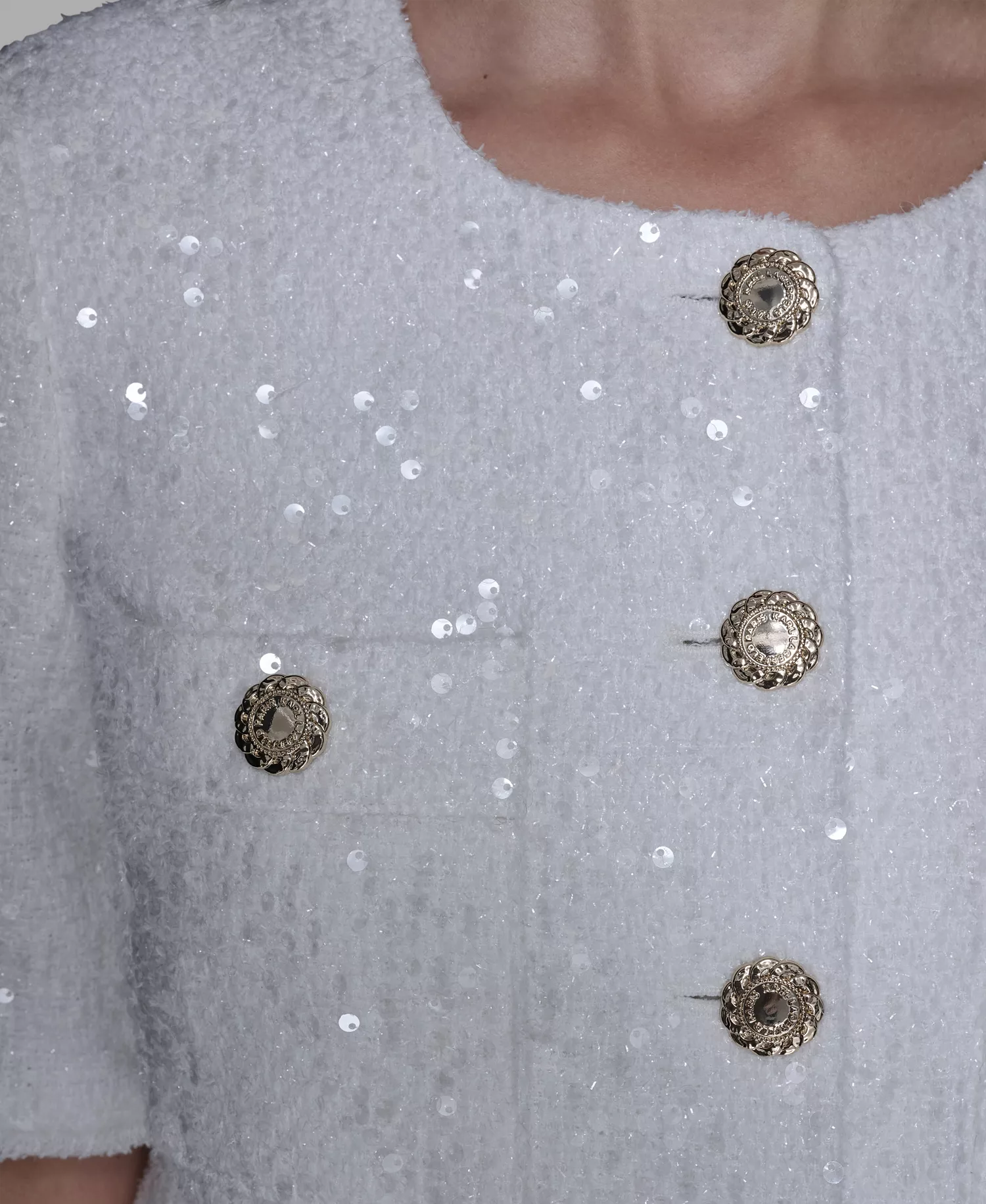 Women's Crew Neck Front Button Jacket - Soft White - 10