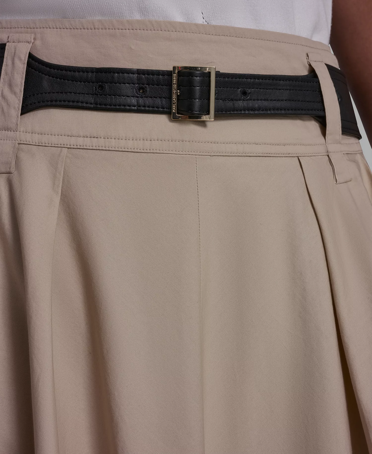 Women's Belted Midi Skirt - French Beige - 0