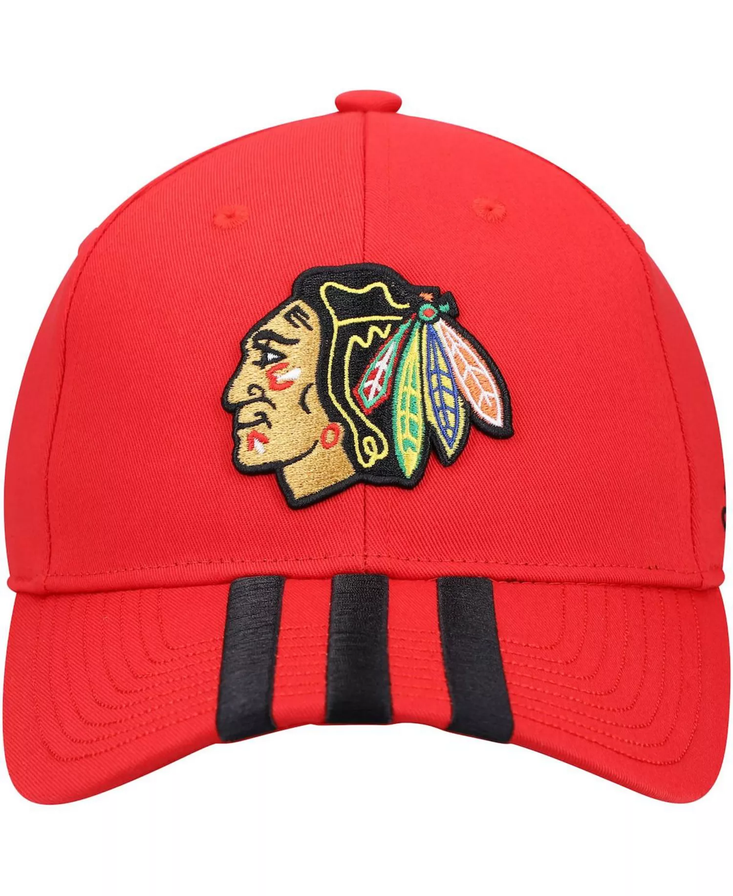 Men's Red Chicago Blackhawks Locker Room Three Stripe Adjustable Hat - Red - One Size Fits All