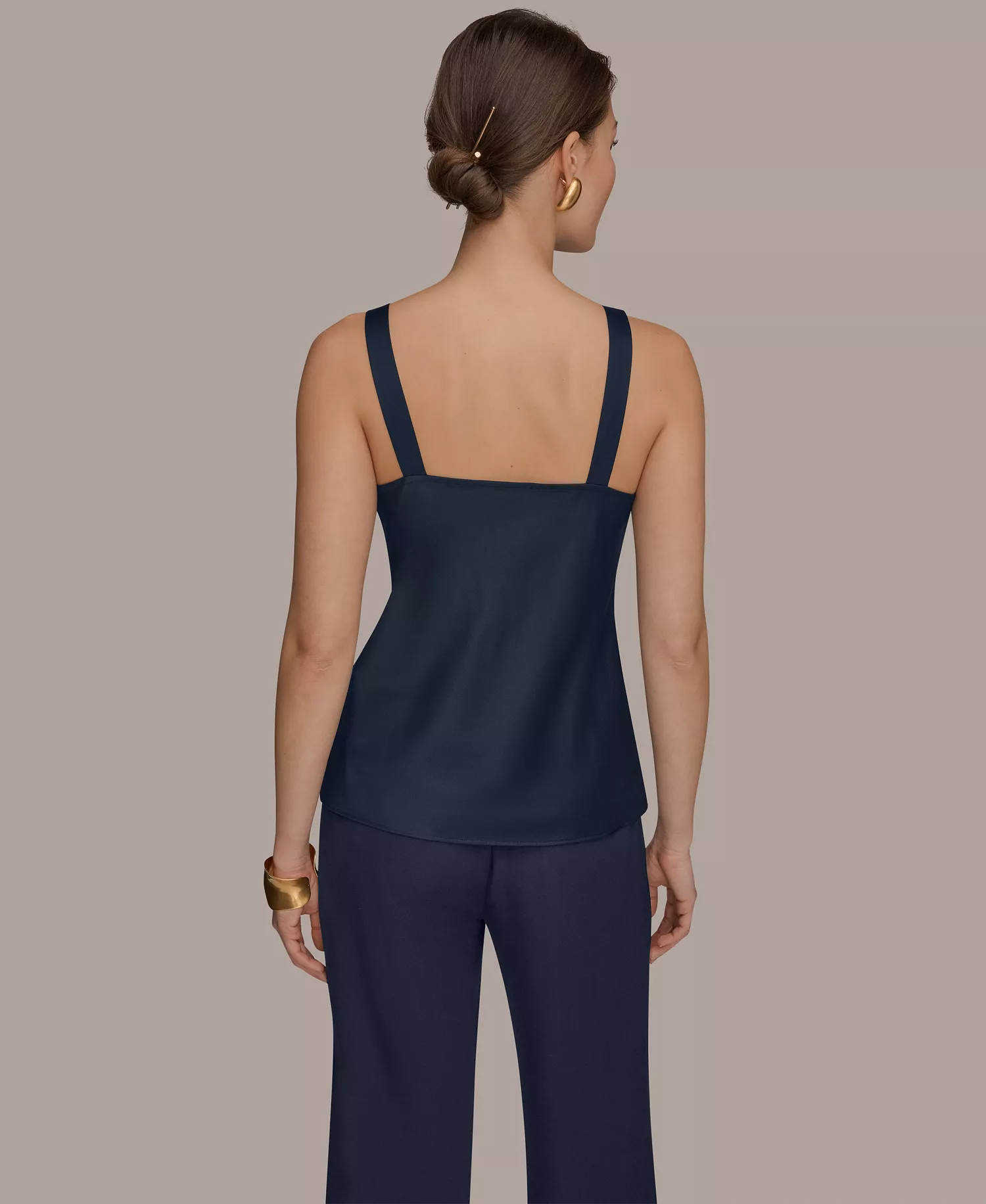 Women's Cowl Neck Strappy Cami Top - Nightfall - L