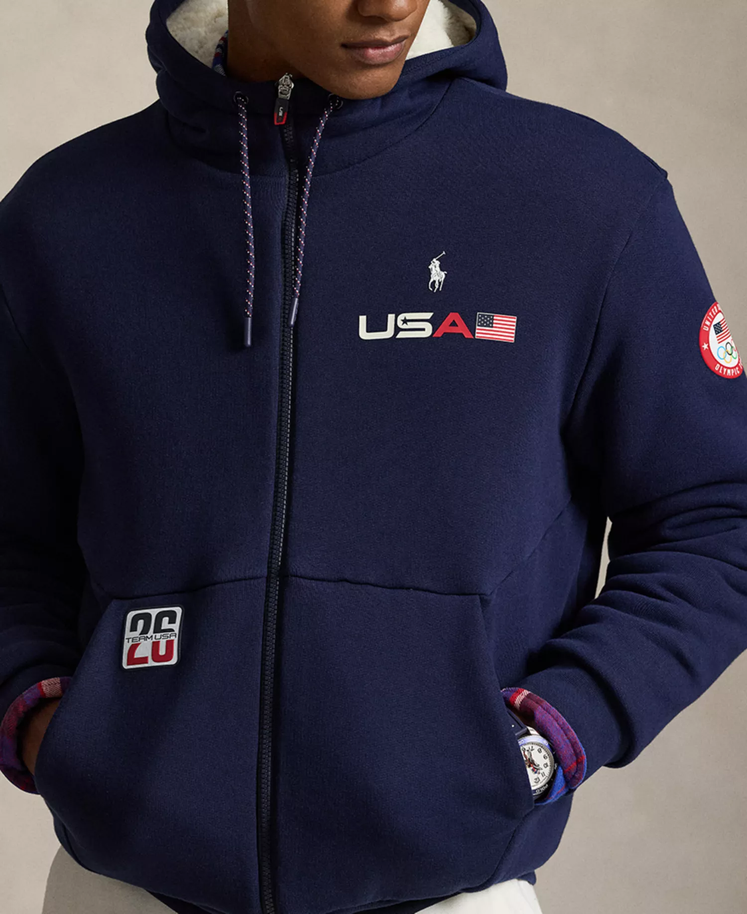 Men's Team USA Fleece Full-Zip Hoodie - Refined Navy - L