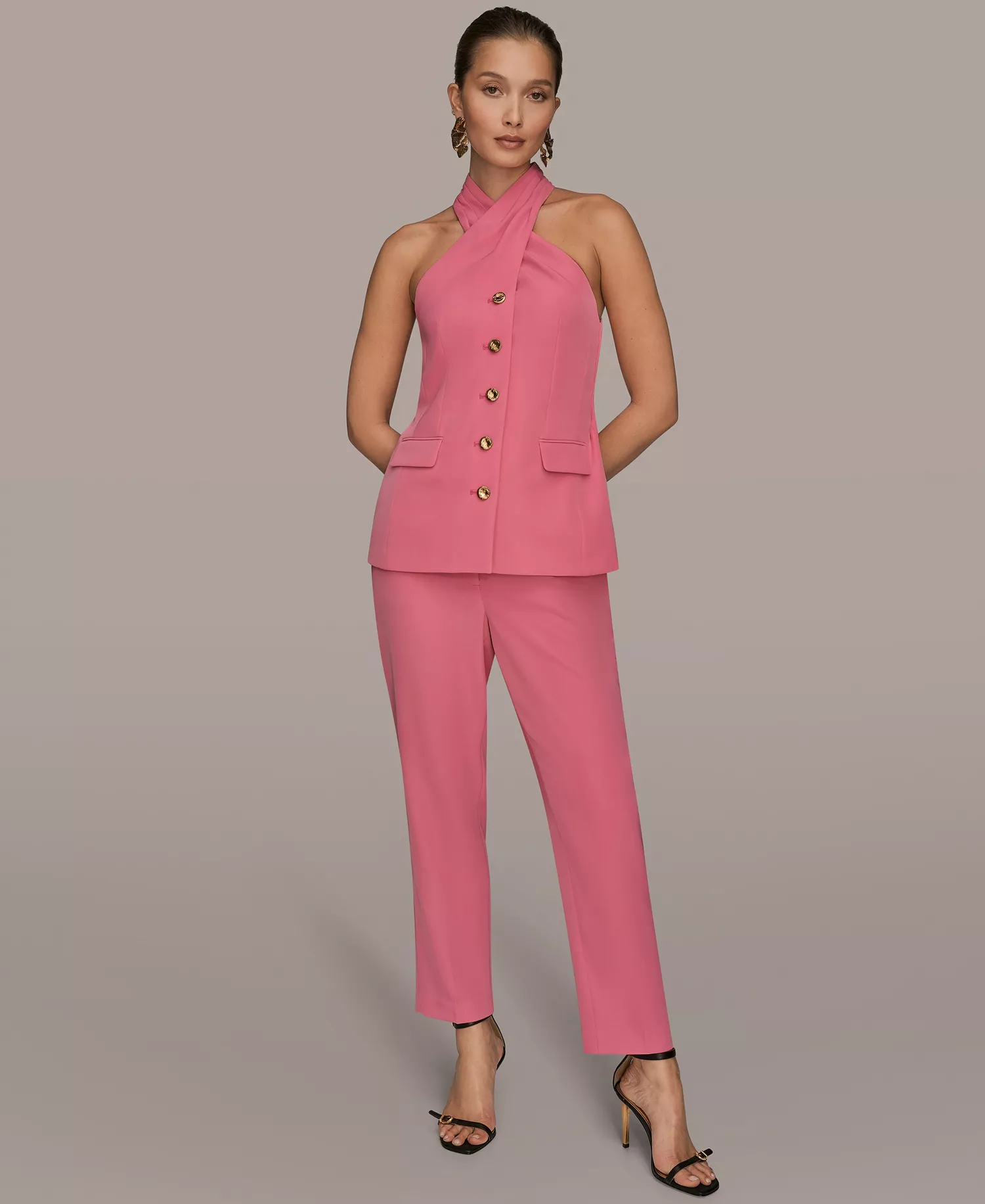 Women's Sleeveless Vest Jacket and Straight-Leg Ankle-Length Pants - Bimini - 0
