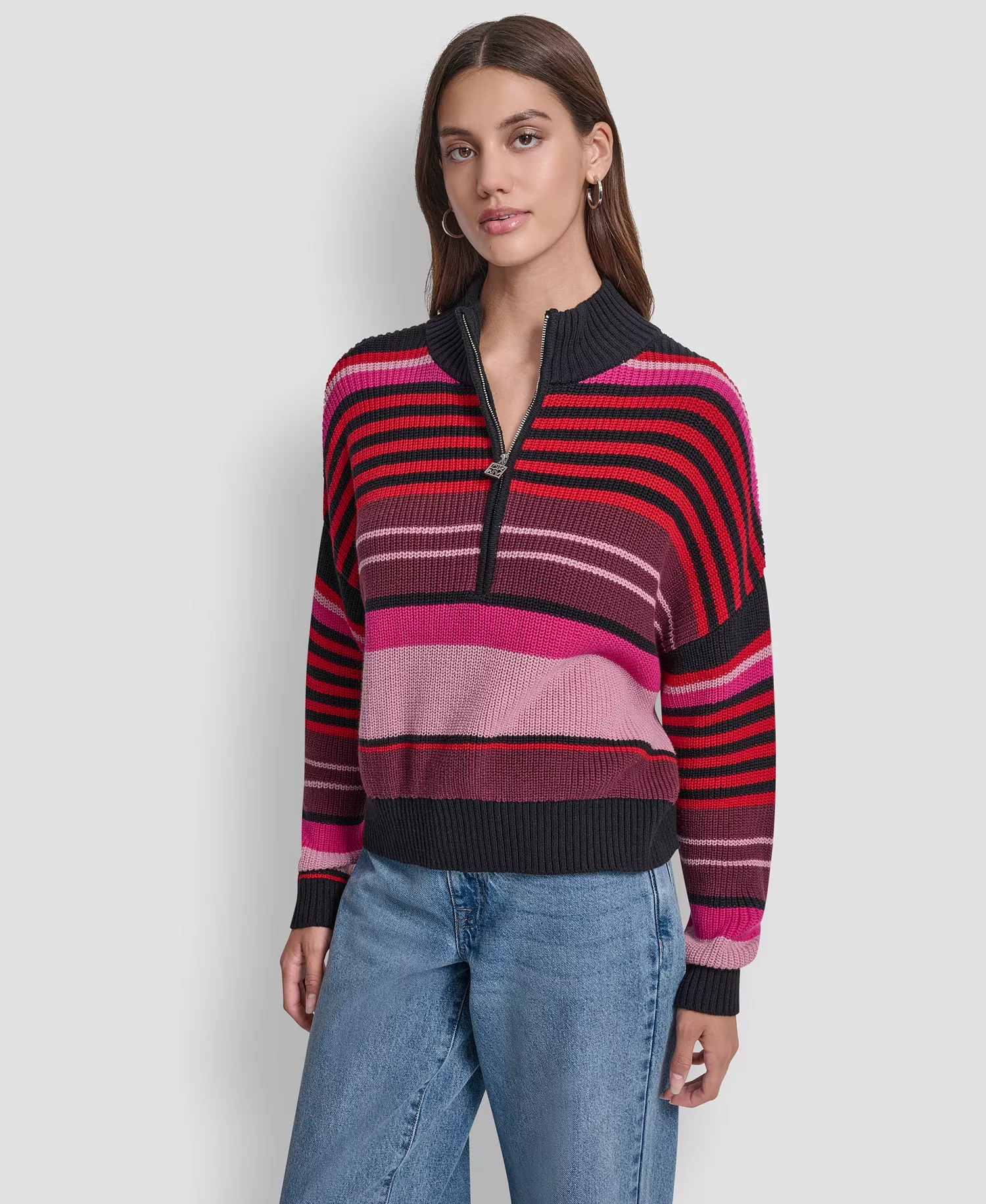 Women's Striped Sweater - Syrah Combo - L
