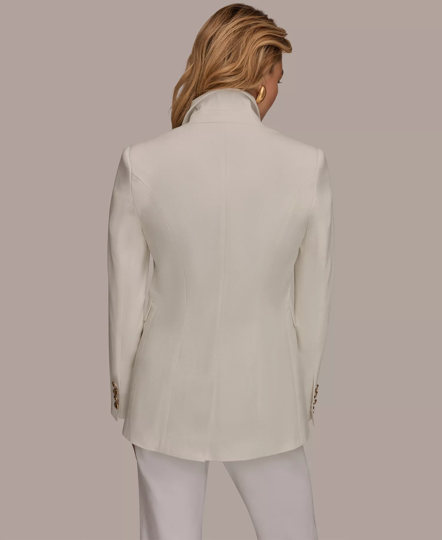 Women's Double Breasted Blazer Jacket - Cream - L
