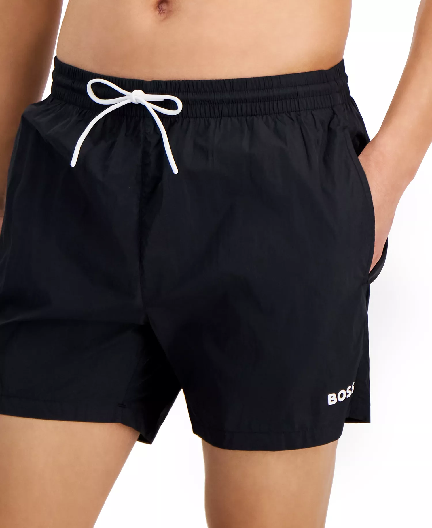Men's Lee Drawstring 5.3" Swim Trunks, Created for Macy's - Black - 2XL