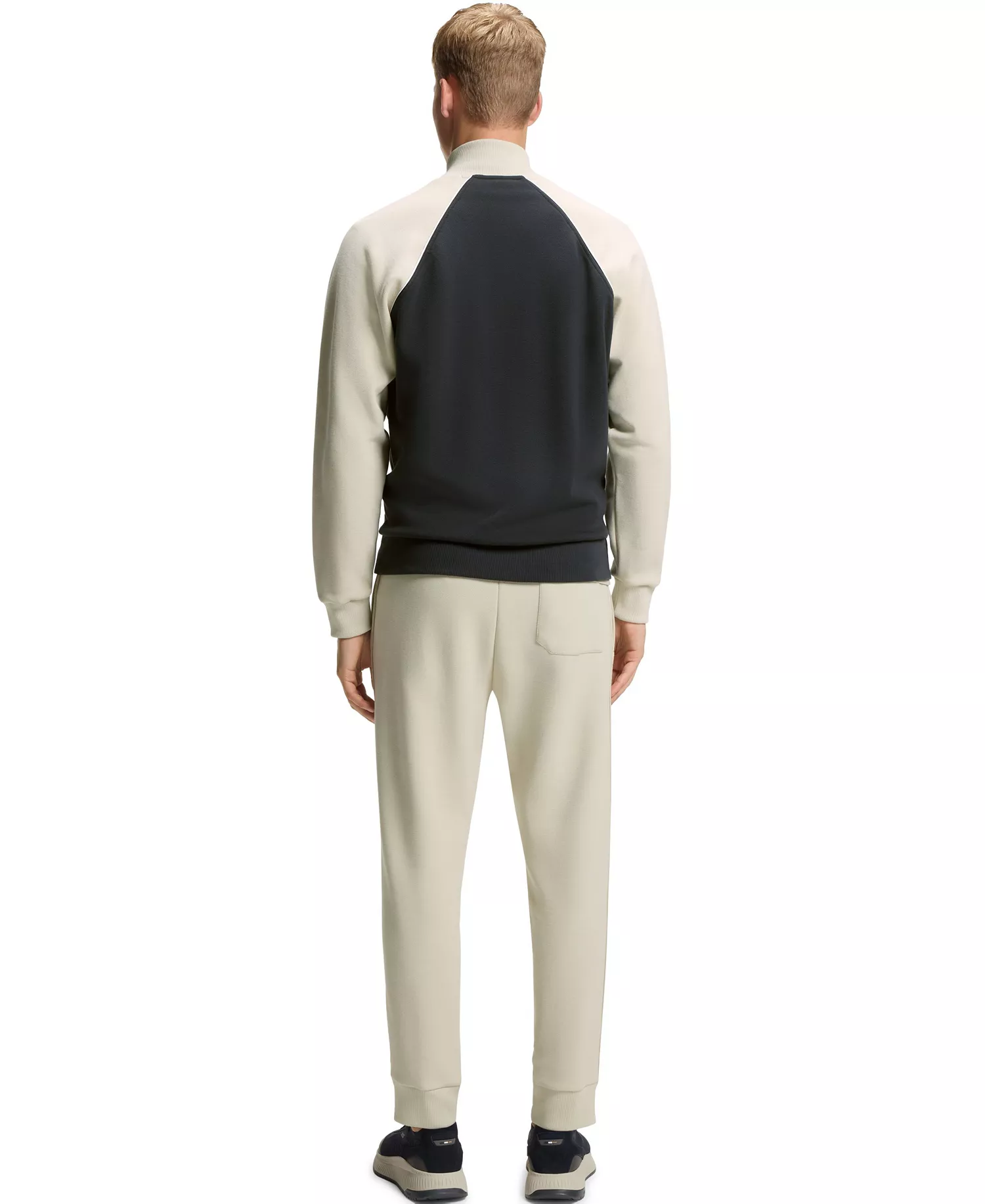 Men's Cotton-Blend Contrast Piping Sweatshirt - Dark Blue - 2XL