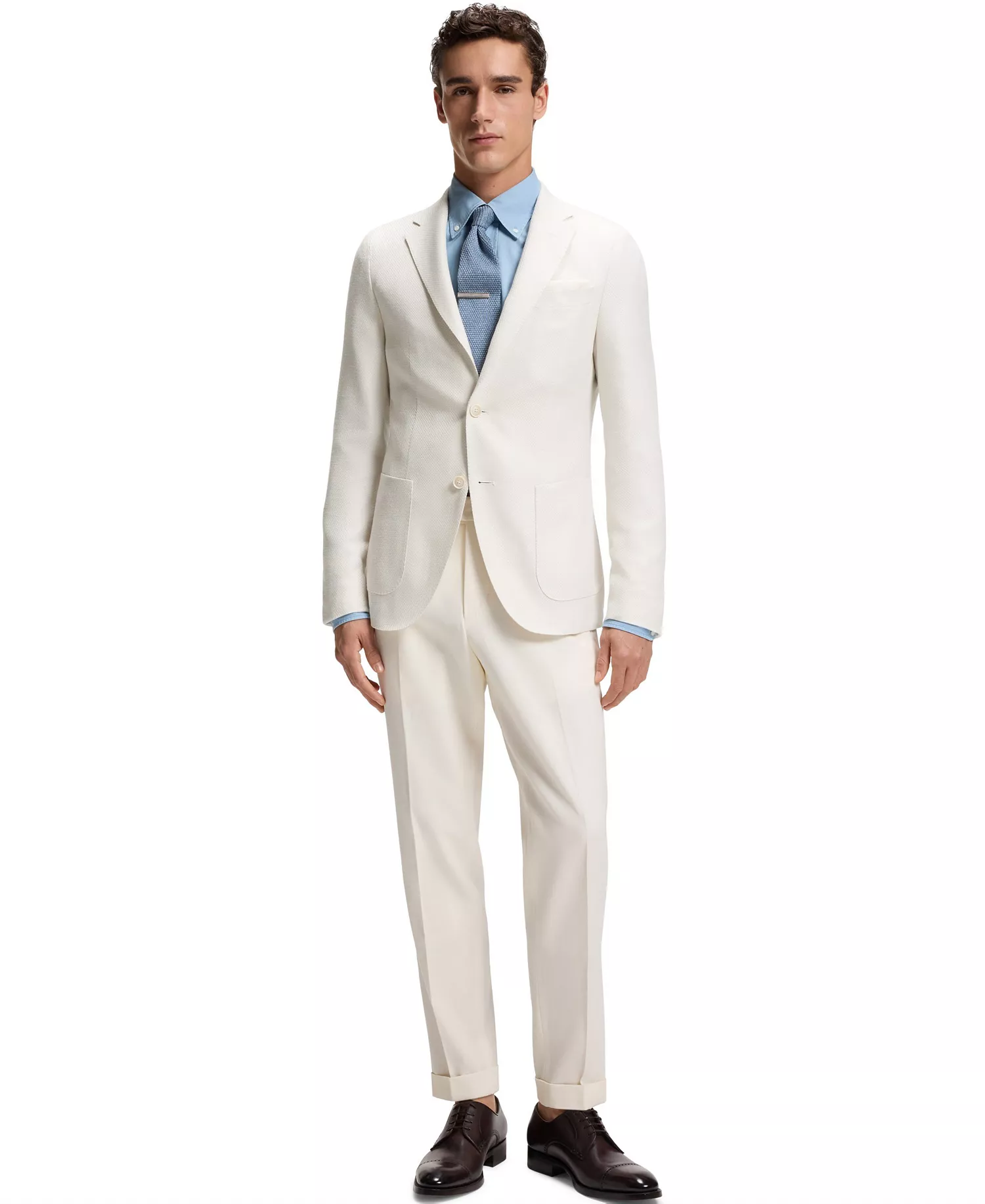 Men's Silk Linen Slim-Fit Blazer - Open White - 38R