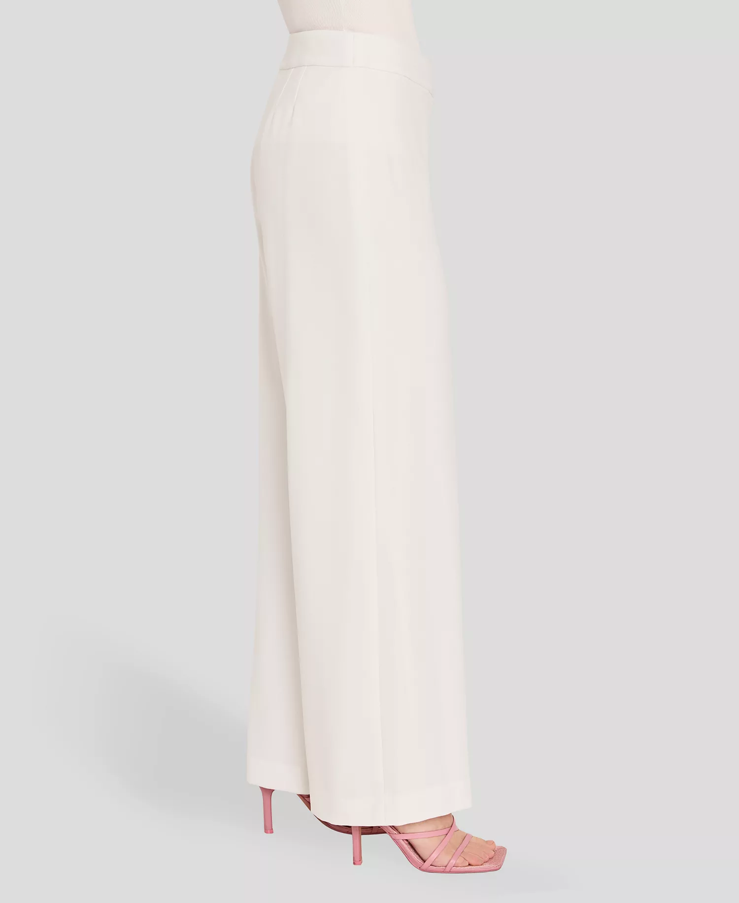Petite Wide-Leg Mid-Rise Pants - Ivory - 10P