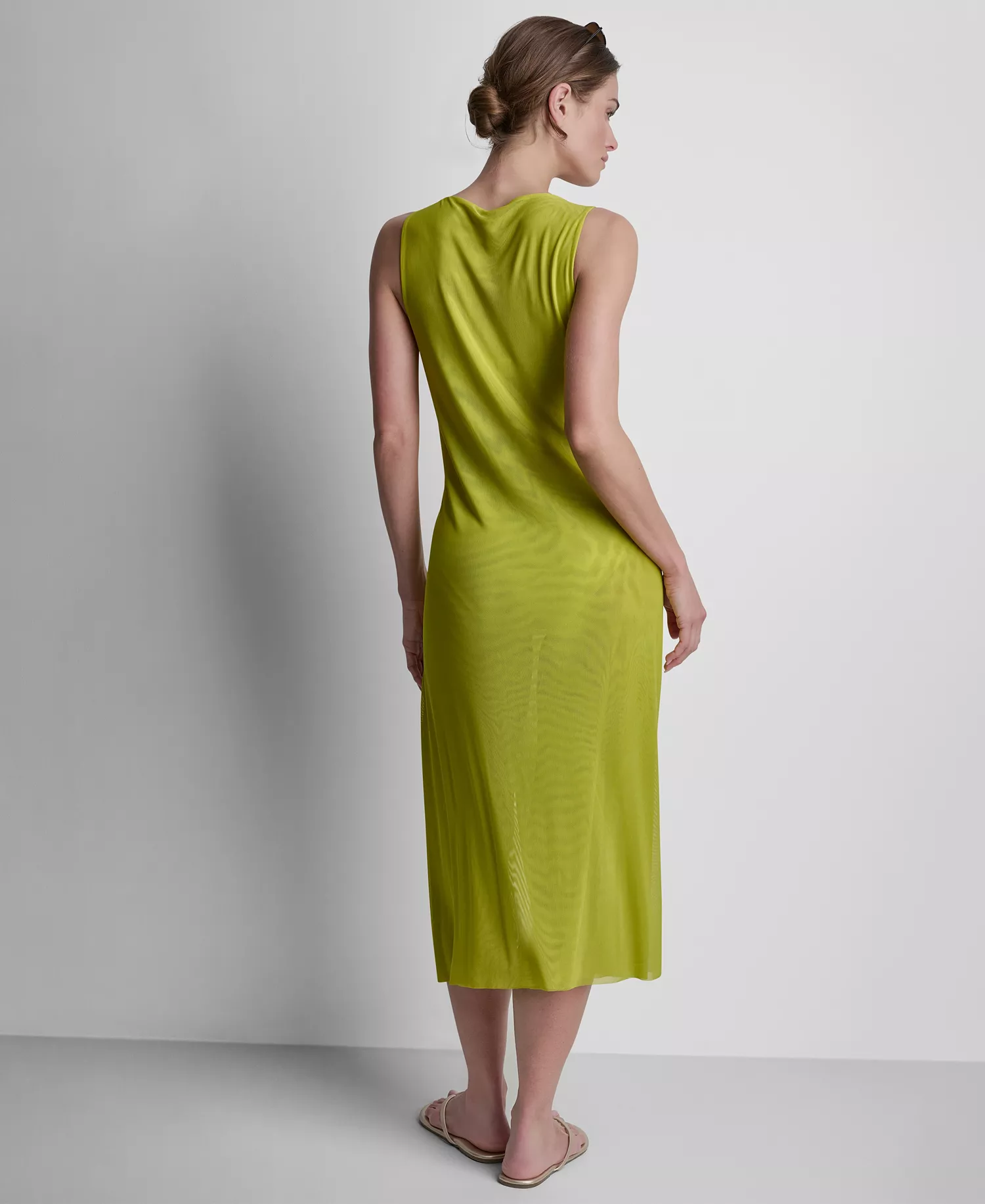 Women's Double Mesh Maxi Cover Up Sleeveless Dress - Black - L