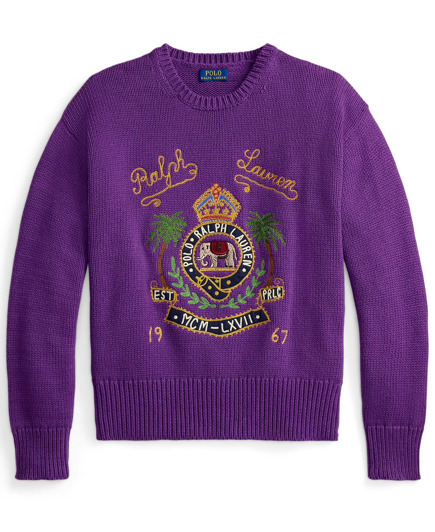 Men's Crewneck Embroidered Knit Sweater - Passionflower Purple Heather - 2XL