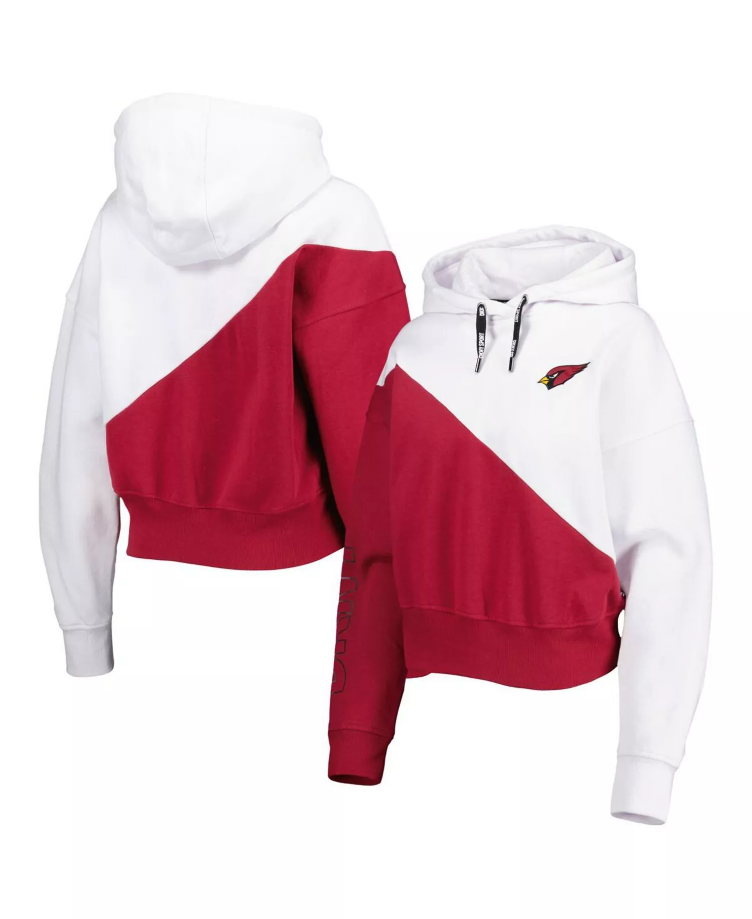 Women's White, Cardinal Arizona Cardinals Bobbi Color Blocked Pullover Hoodie - White, Cardinal - 2XL