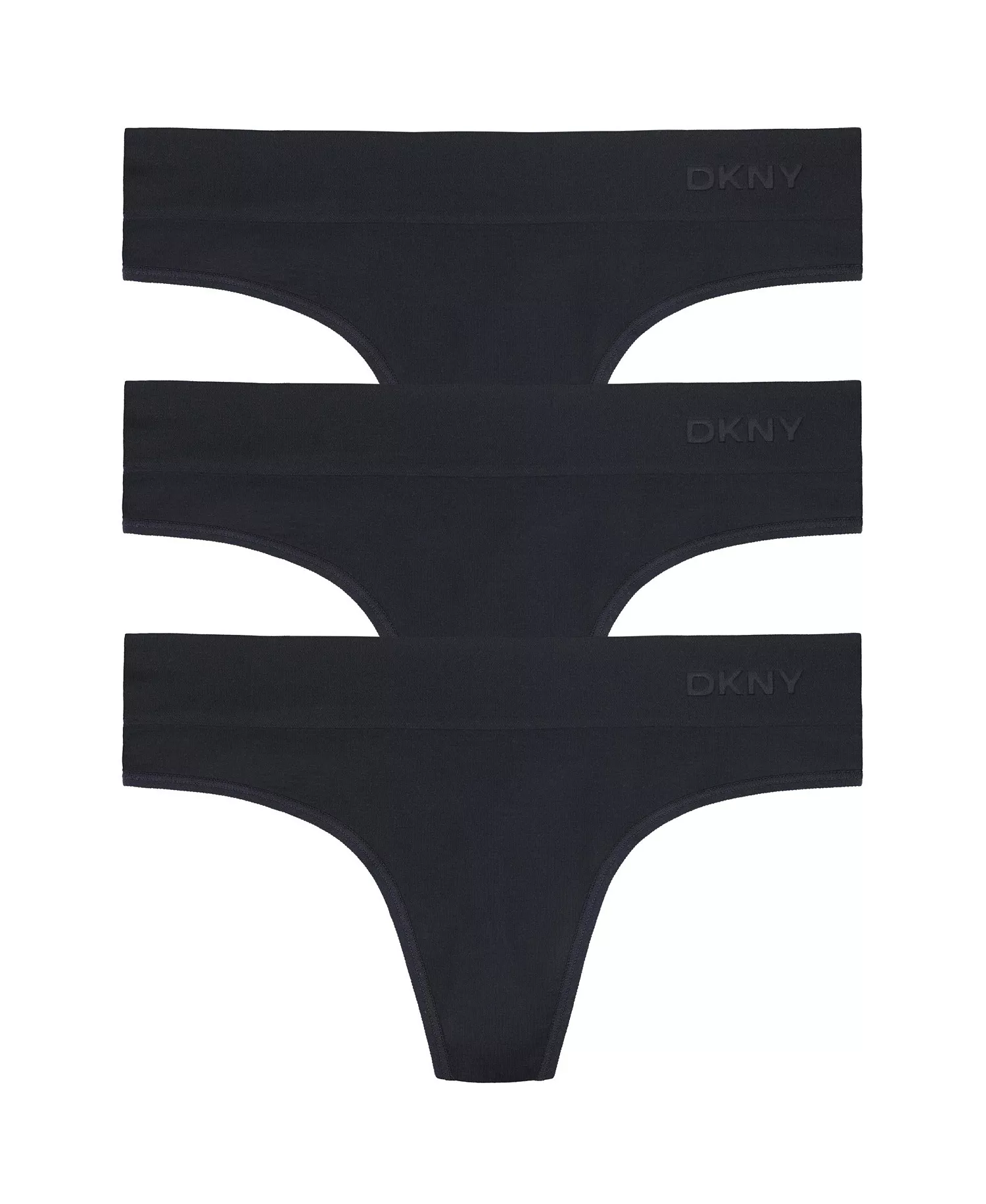 Women's Seamless Litewear Thong Underwear 3 Pack DK5016NP3 - Black - L