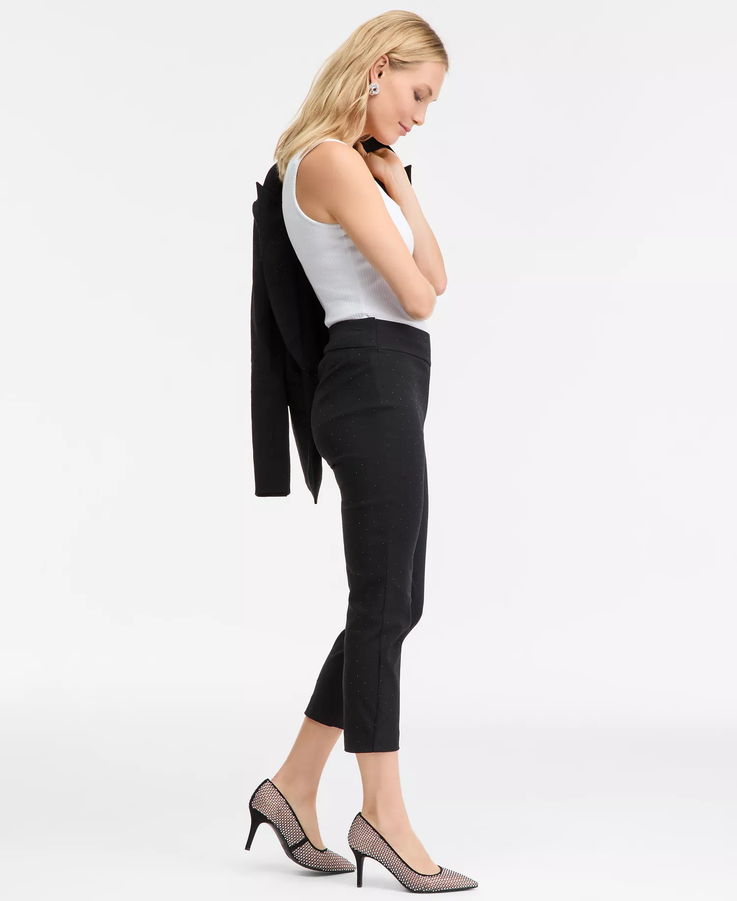 Women's Rhinestone Capri Pants, Macy's Exclusive - Deep Black - 10