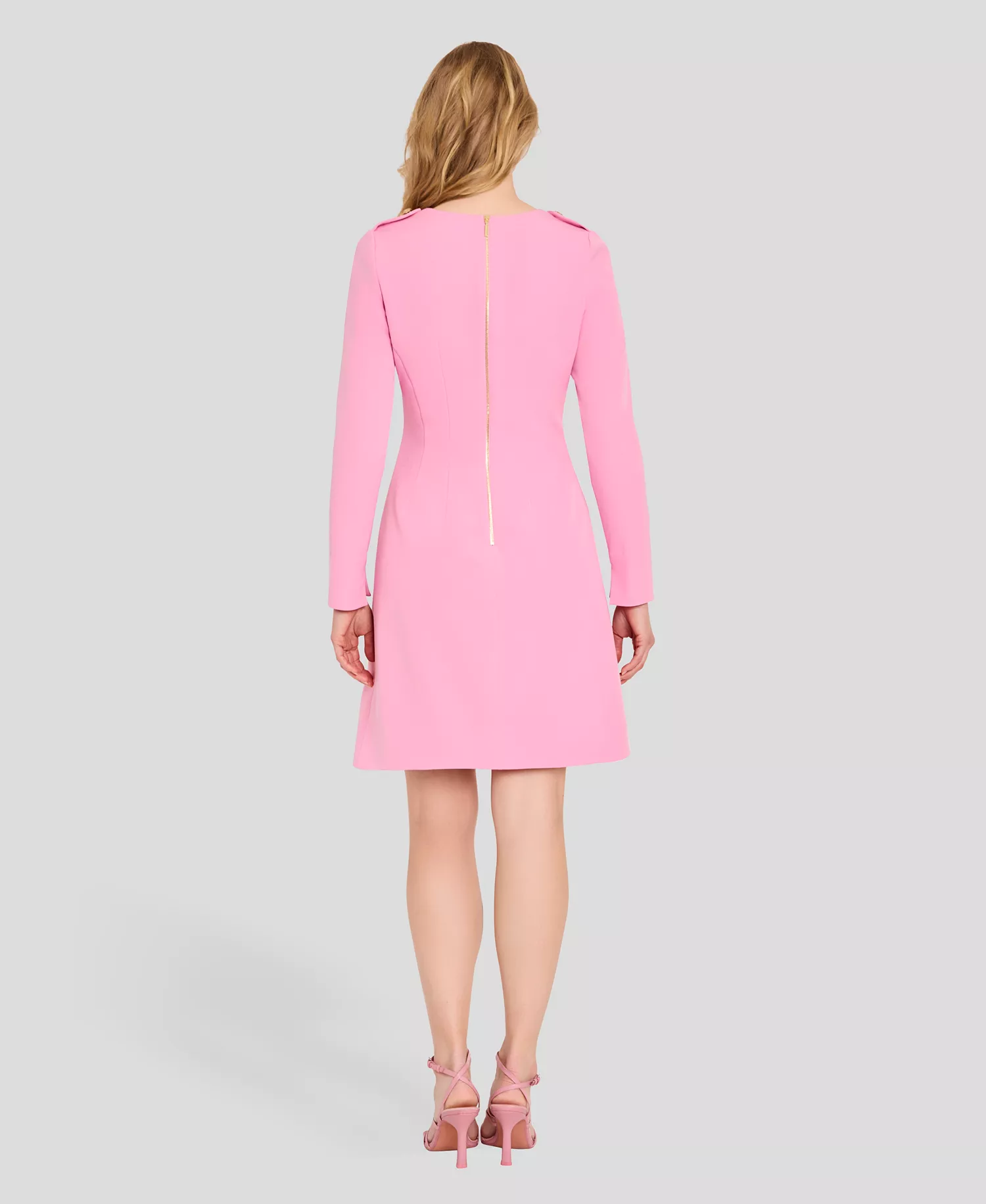 Women's Long-Sleeve Square Neck Dress - Flamingo - 10
